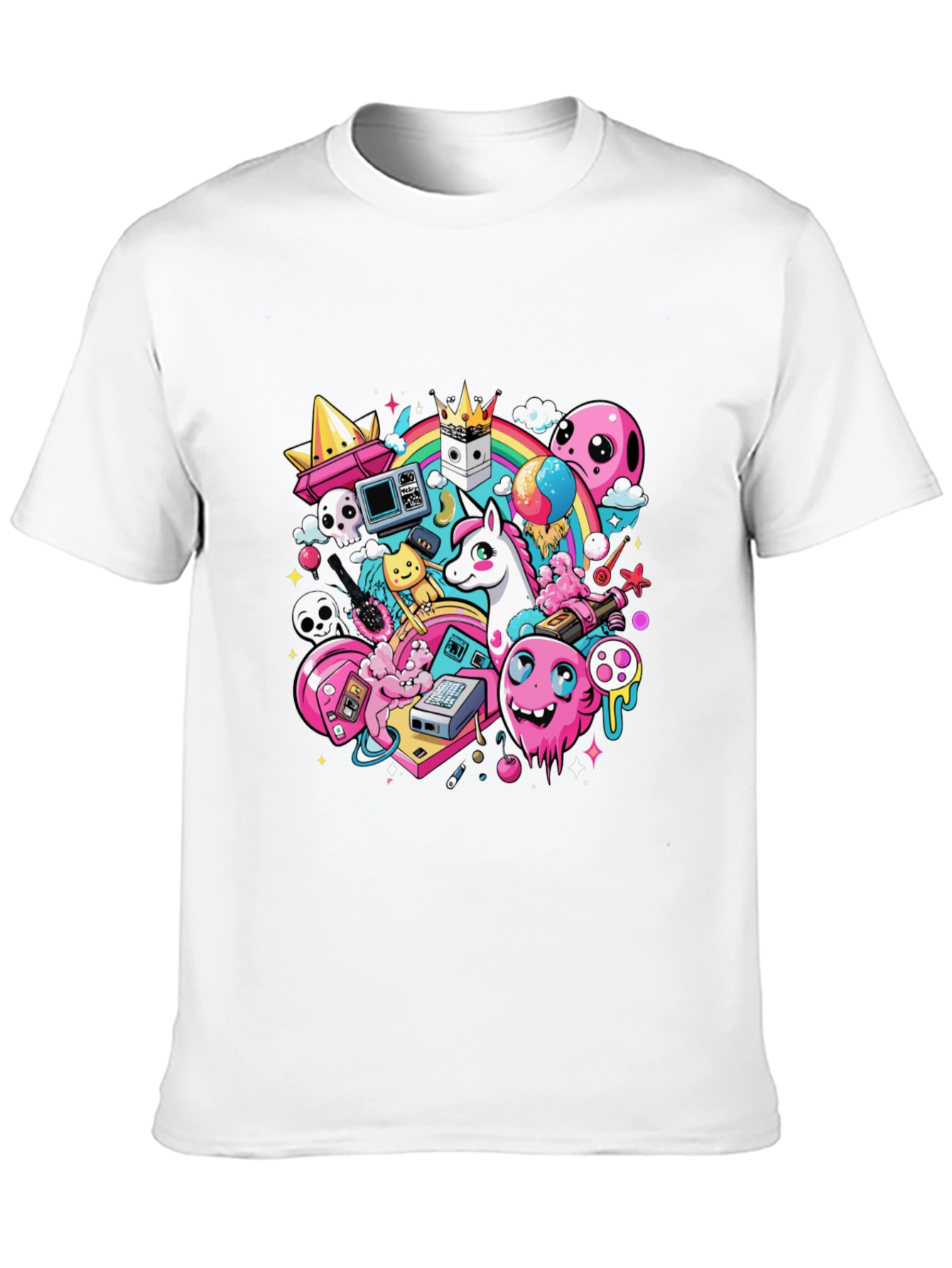Cartoon Unicorn Graphic Print Tee