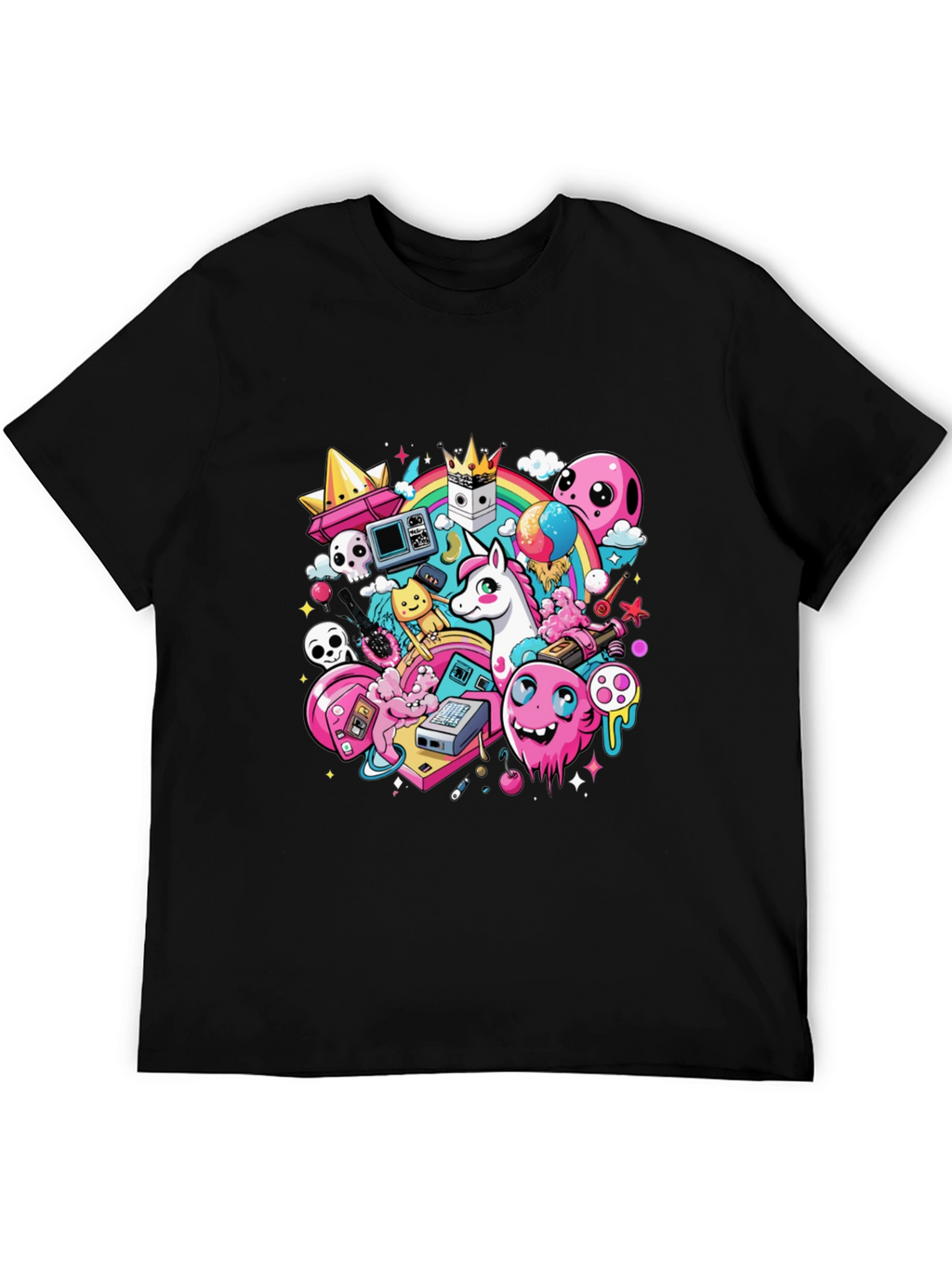 Cartoon Unicorn Graphic Print Tee