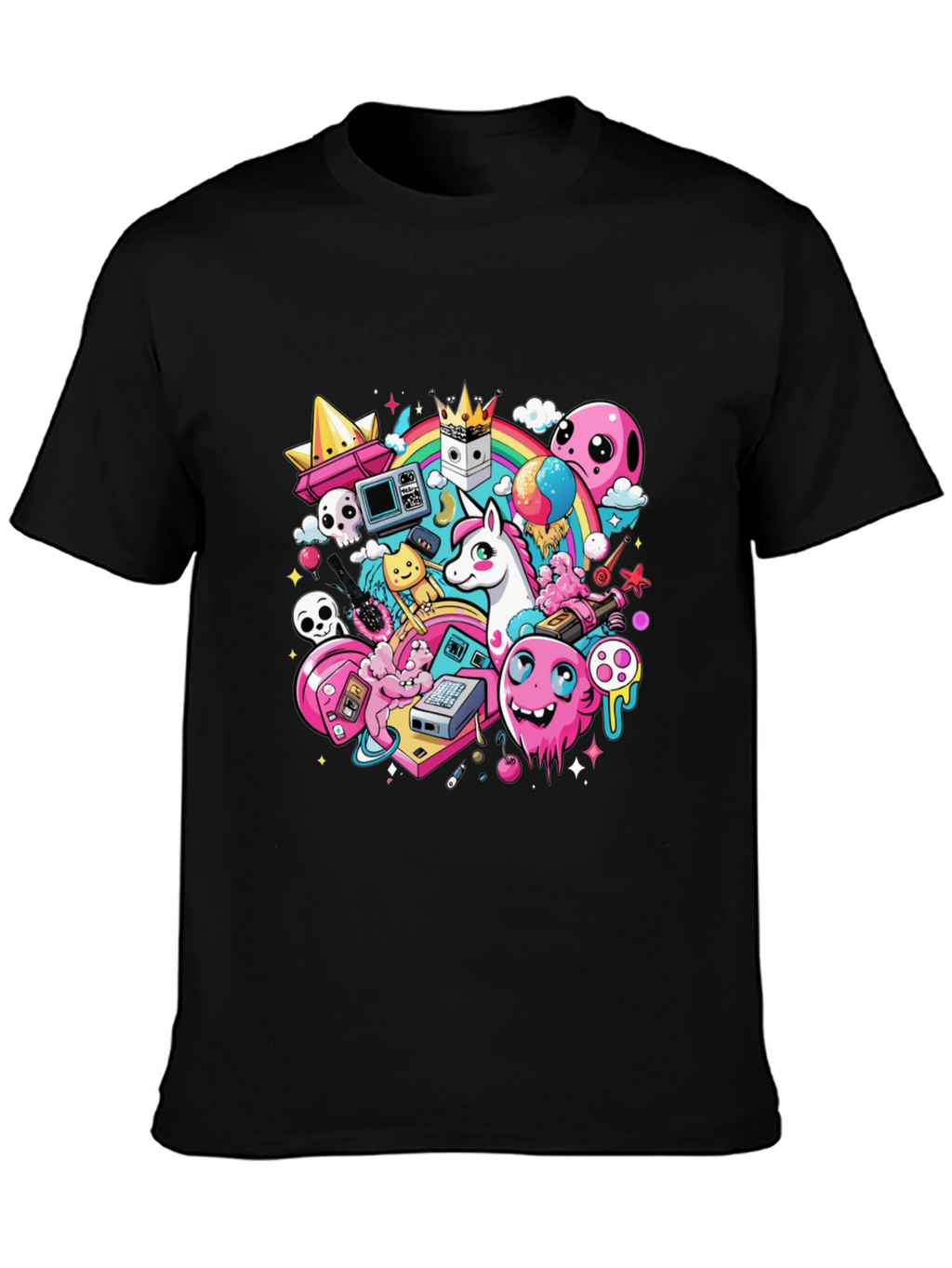 Cartoon Unicorn Graphic Print Tee