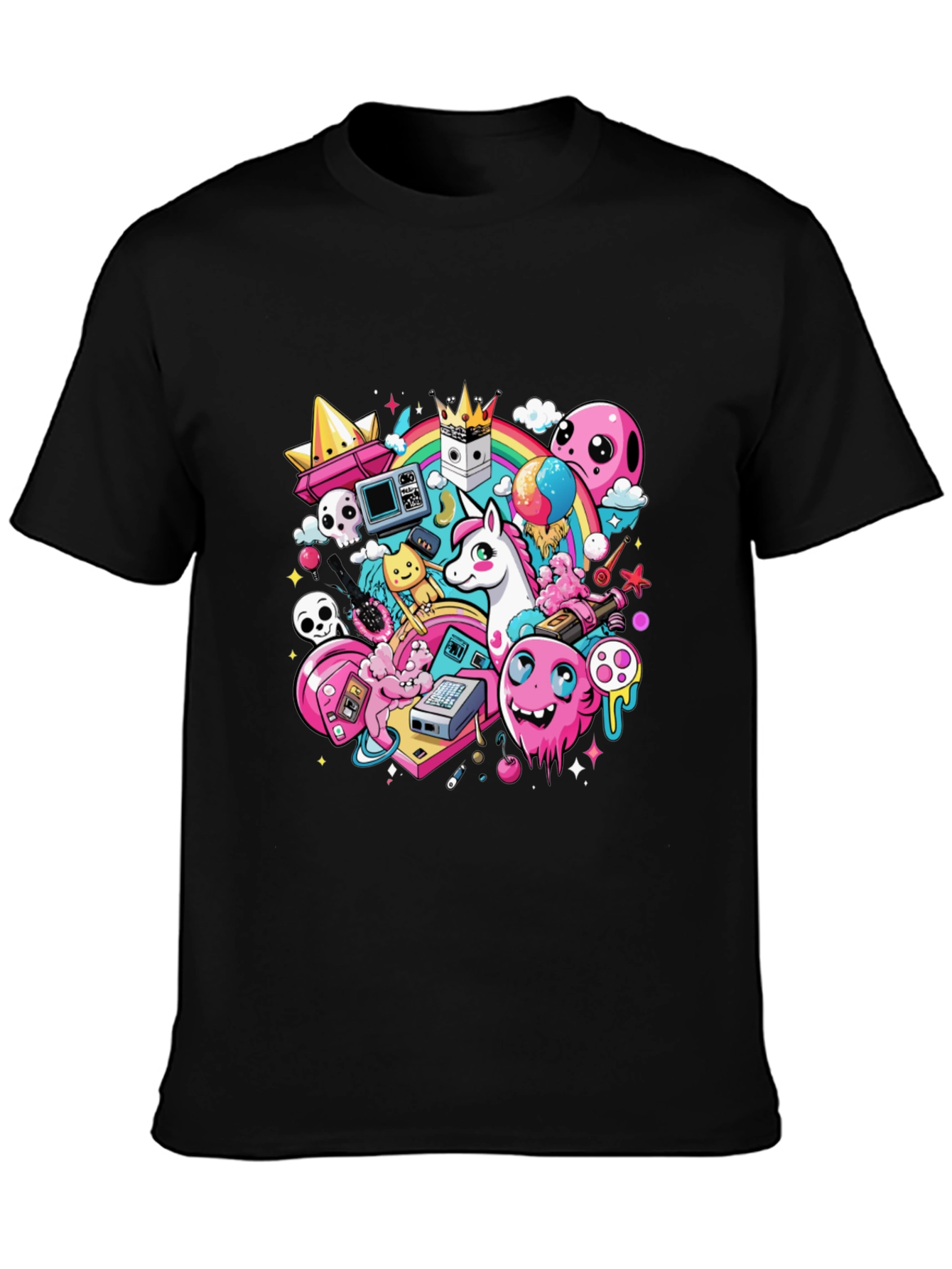 Cartoon Unicorn Graphic Print Tee