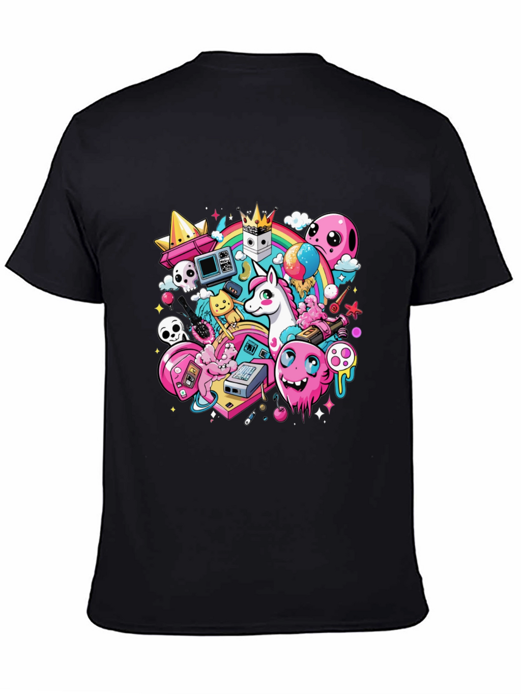 Cartoon Unicorn Graphic Print Tee