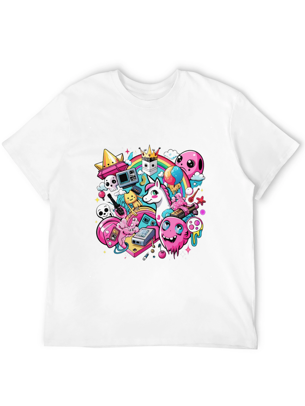 Cartoon Unicorn Graphic Print Tee