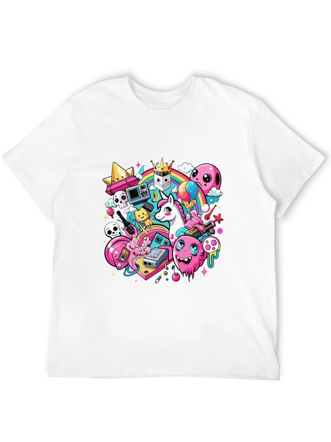 Cartoon Unicorn Graphic Print Tee