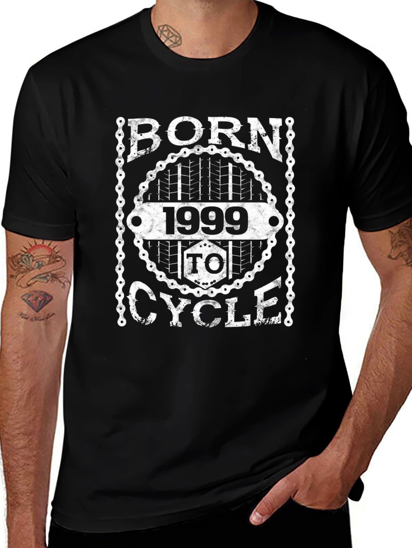 Born 1999 To Cycle Black Graphic Tee