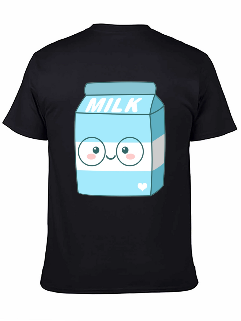 Kawaii Milk Cartoon Graphic Print Black T-Shirt