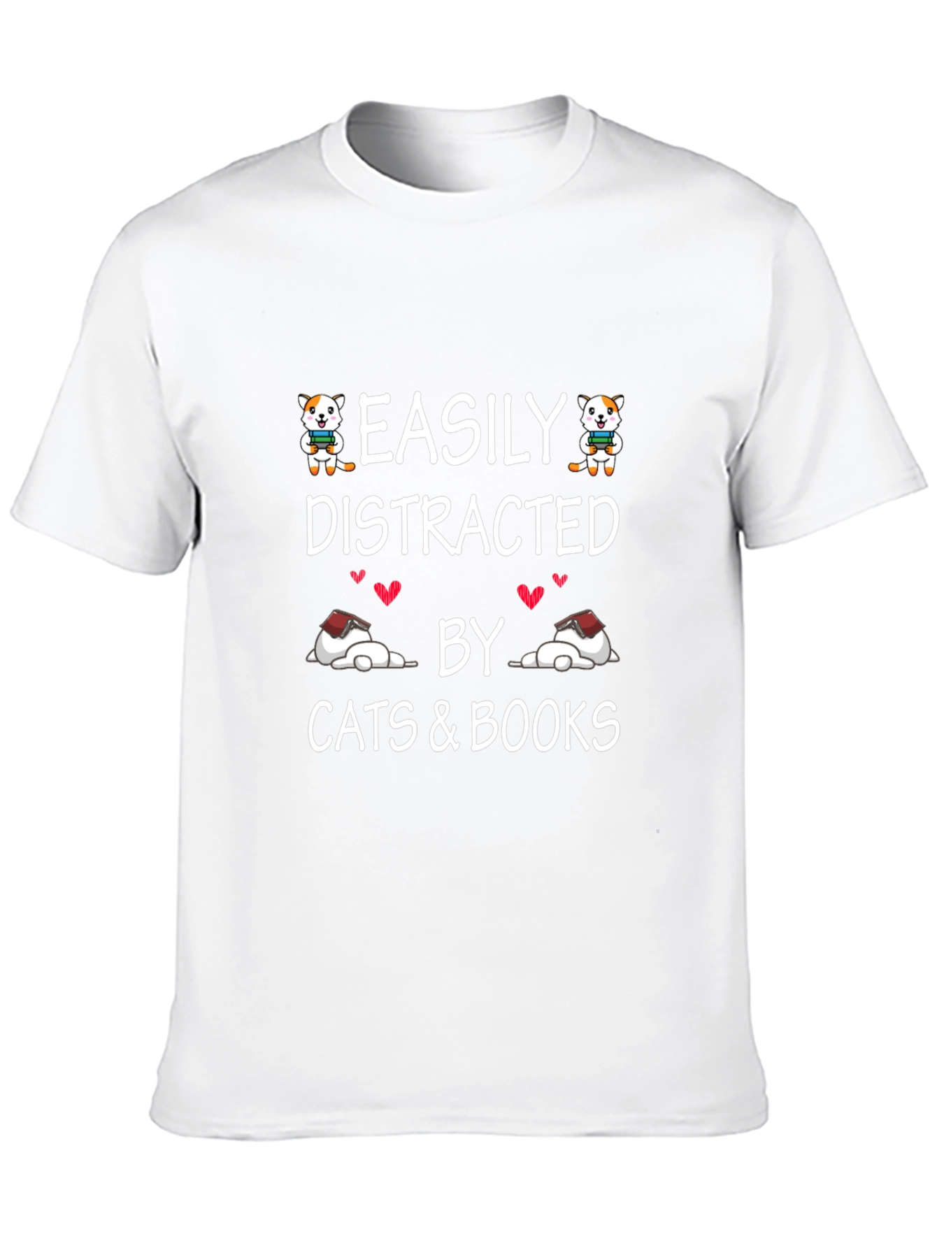 Easily Distracted by Cats and Books T-Shirt