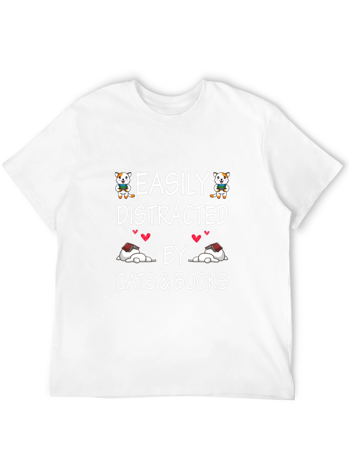 Easily Distracted by Cats and Books T-Shirt