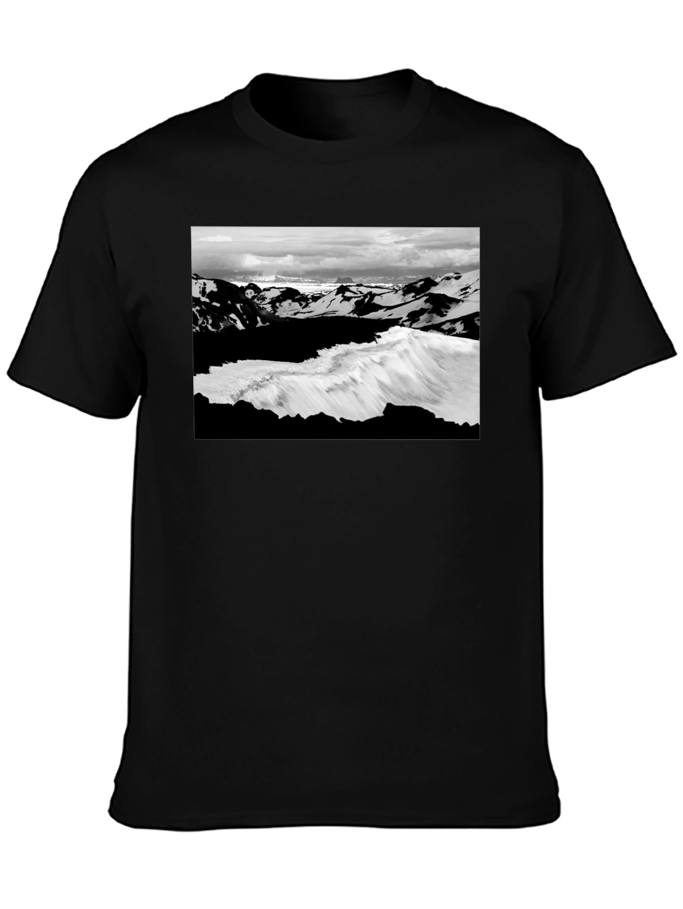 Black Graphic Tee - Iceland Landscape