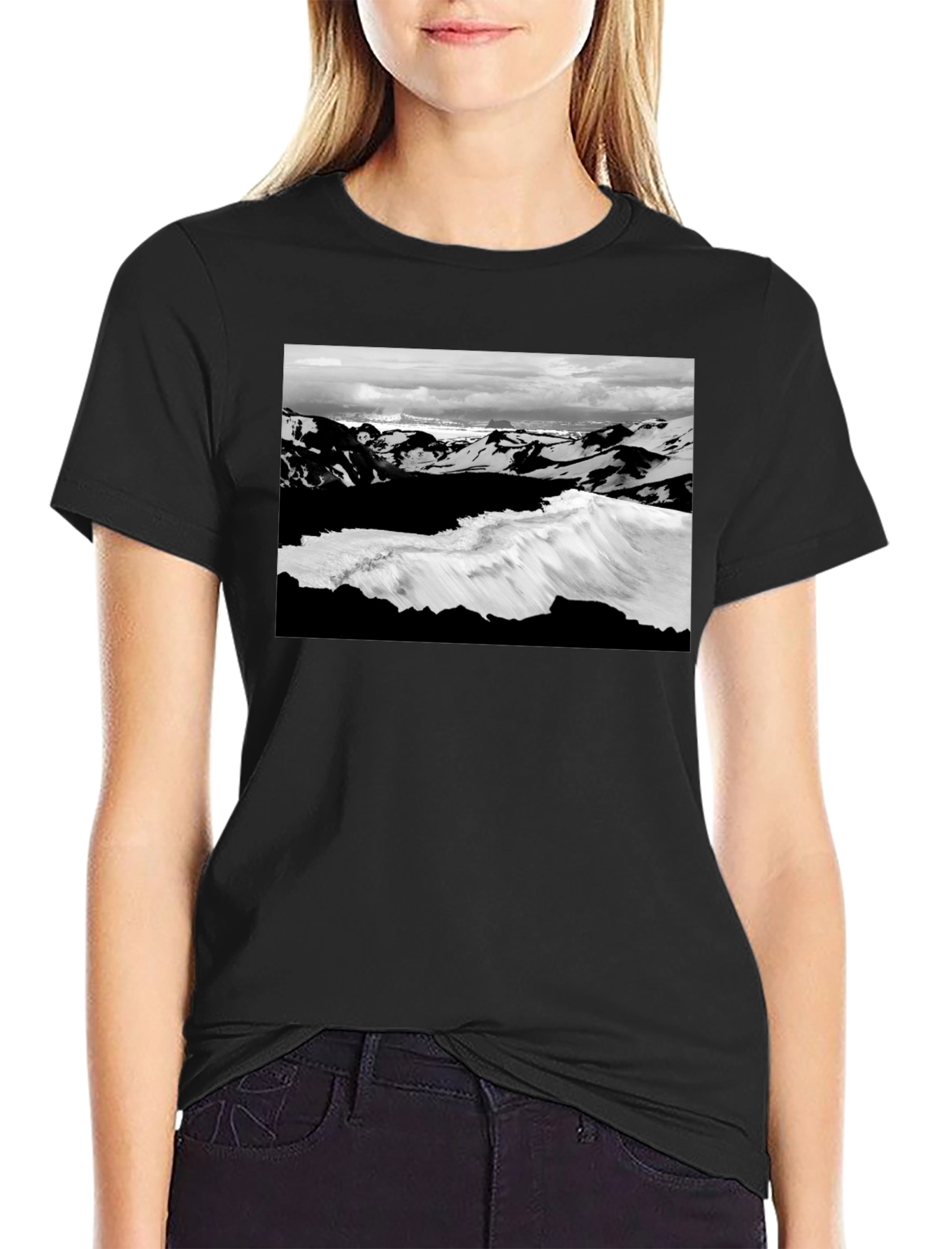 Black Graphic Tee - Iceland Landscape