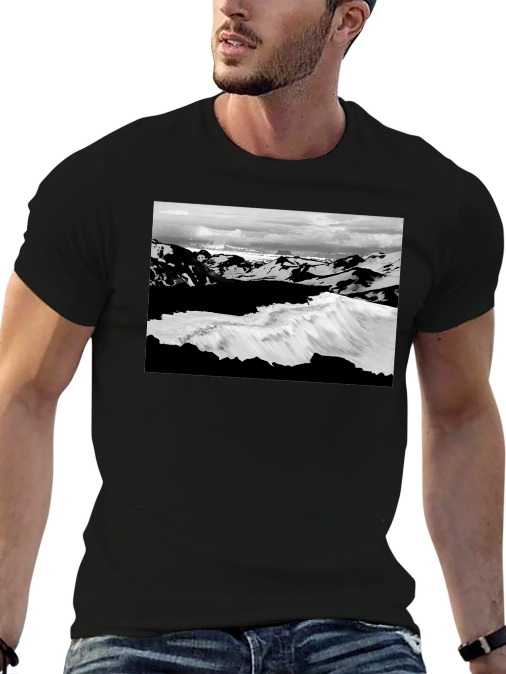 Black Graphic Tee - Iceland Landscape