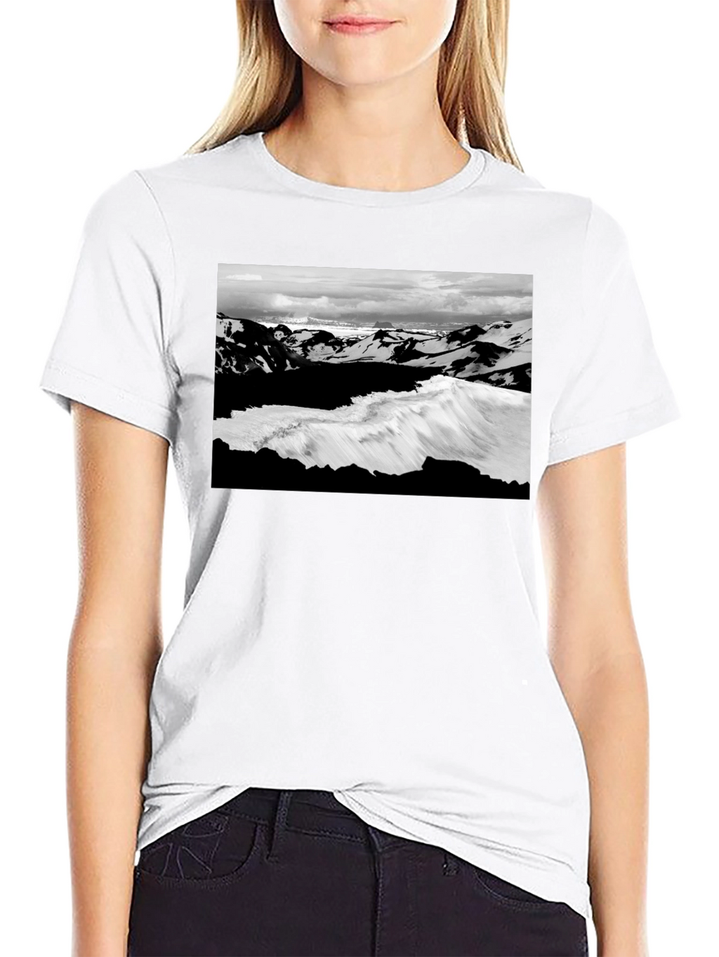 Black Graphic Tee - Iceland Landscape