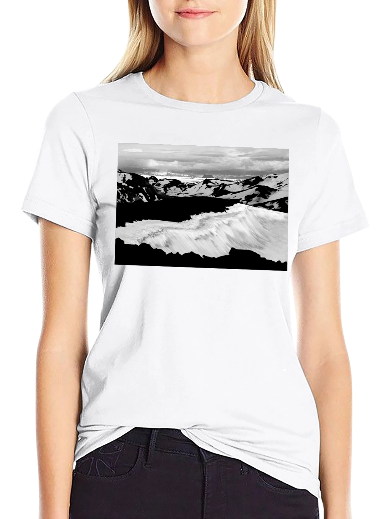 Black Graphic Tee - Iceland Landscape