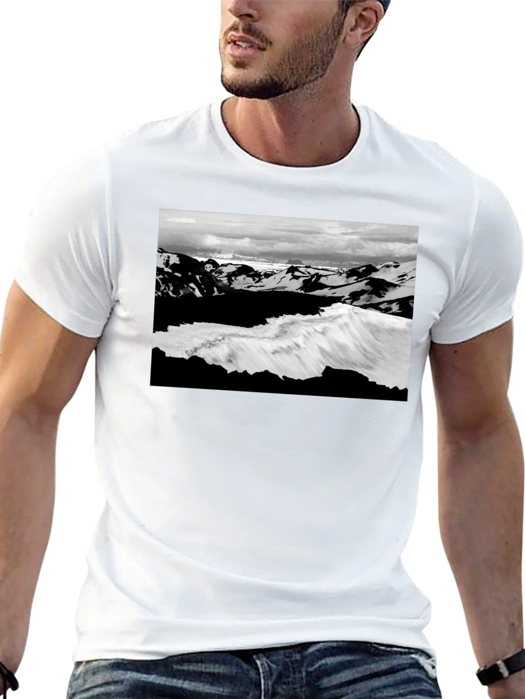 Black Graphic Tee - Iceland Landscape
