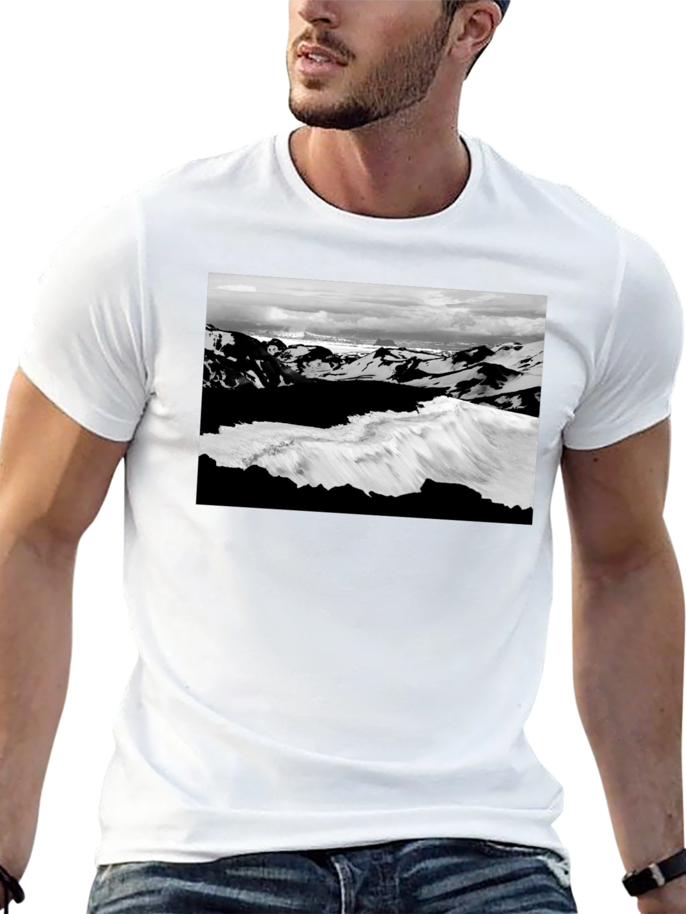 Black Graphic Tee - Iceland Landscape