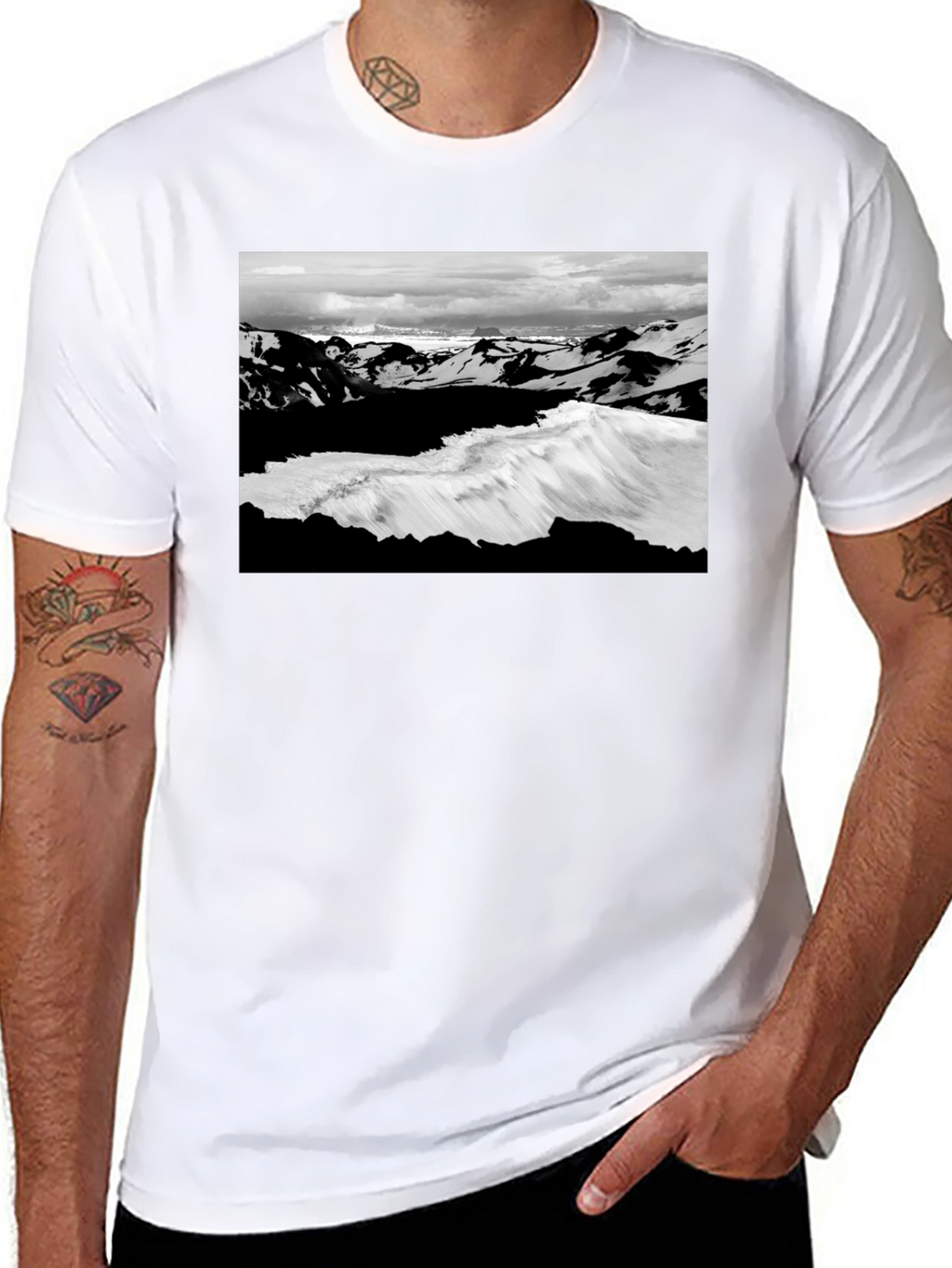 Black Graphic Tee - Iceland Landscape