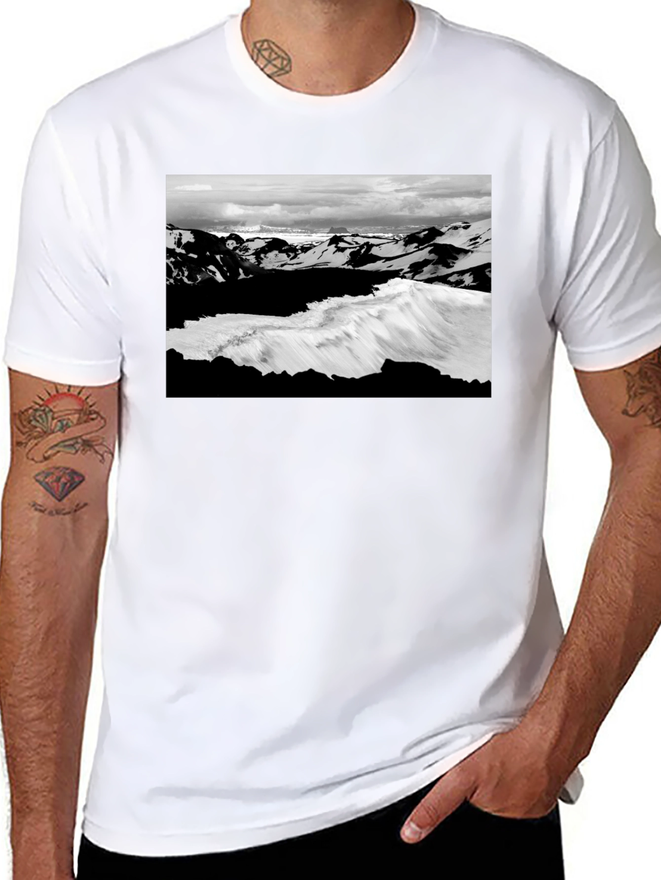 Black Graphic Tee - Iceland Landscape