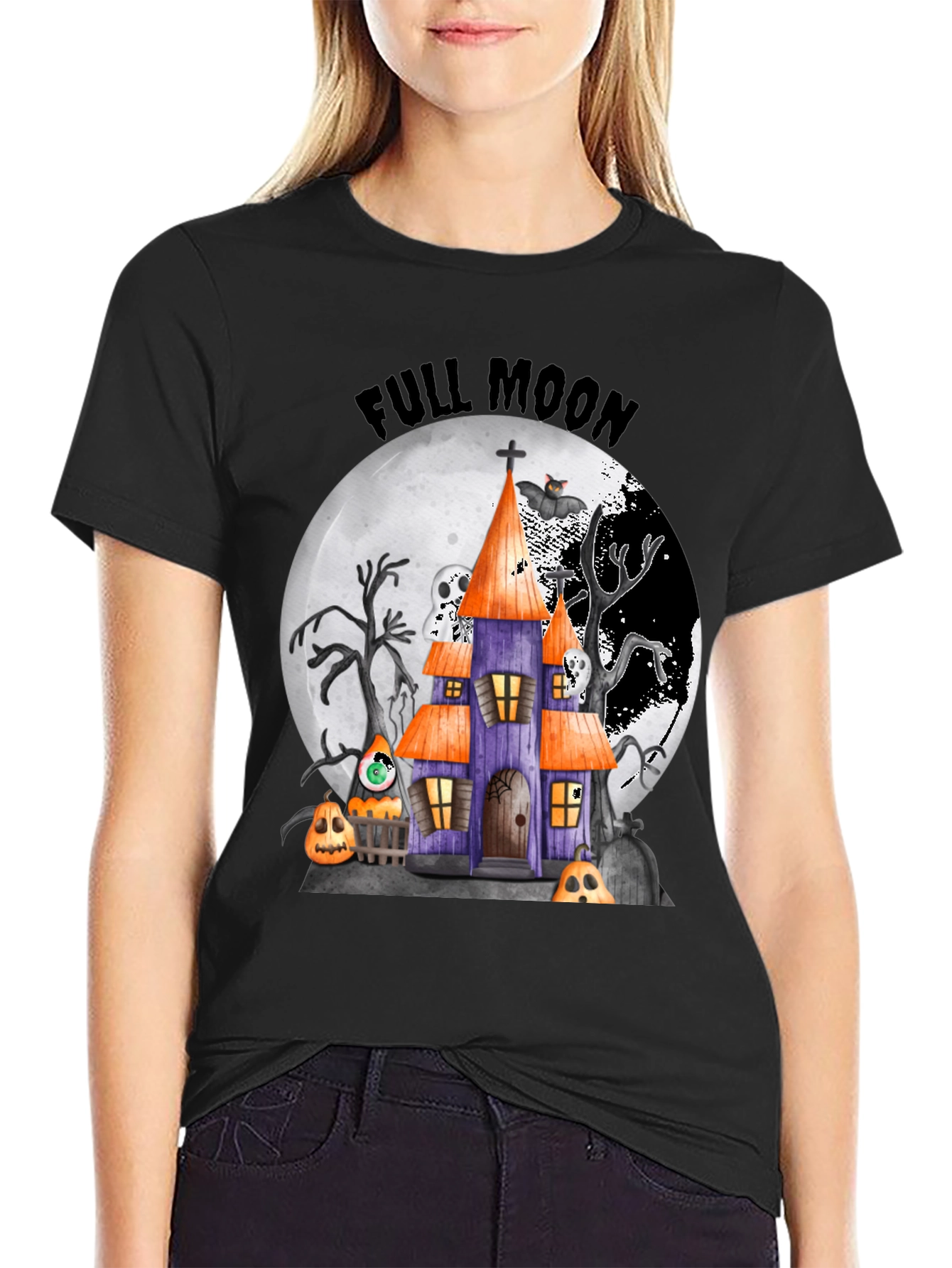 Halloween Full Moon Spooky House T-Shirt