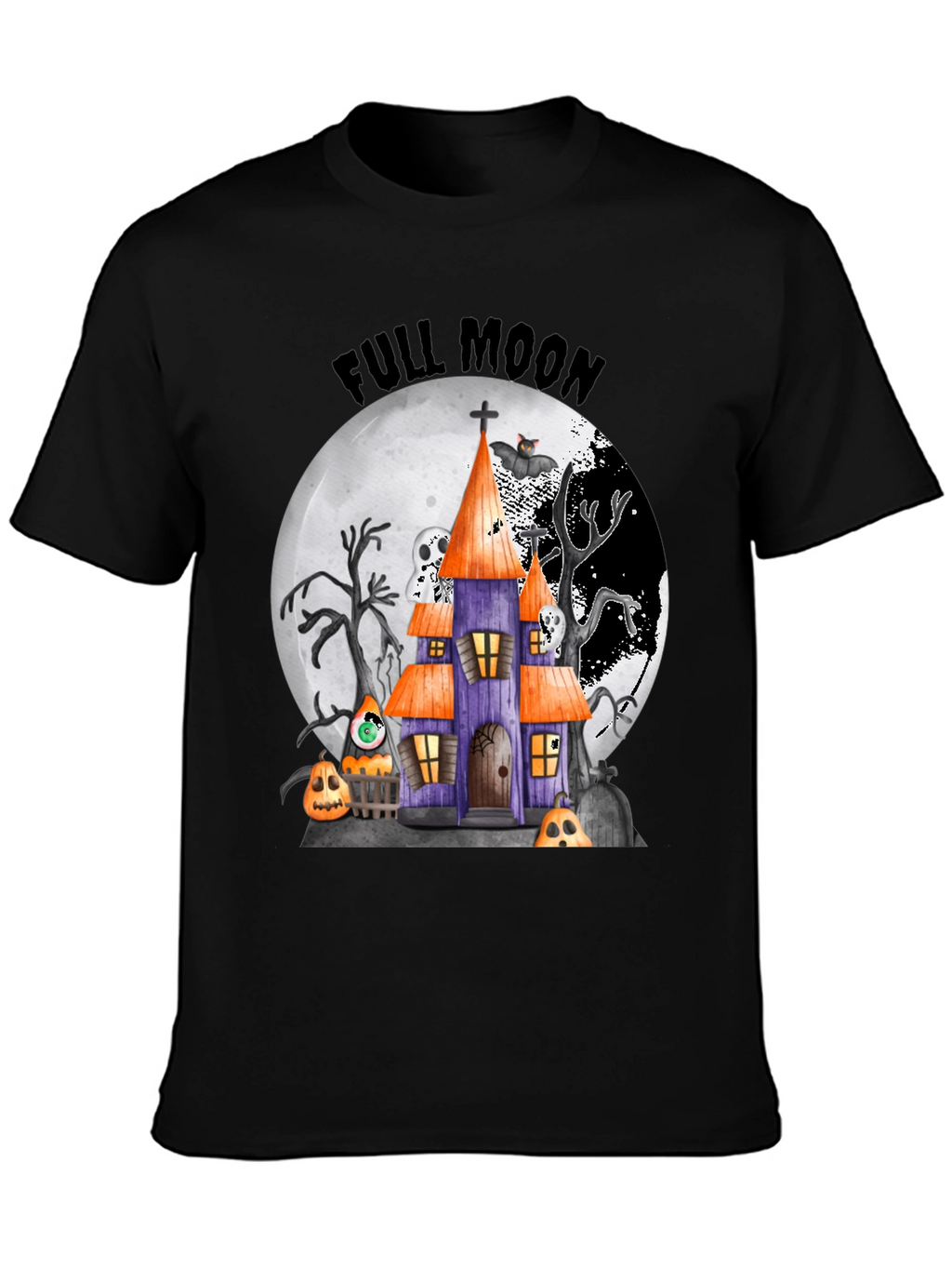 Halloween Full Moon Spooky House T-Shirt