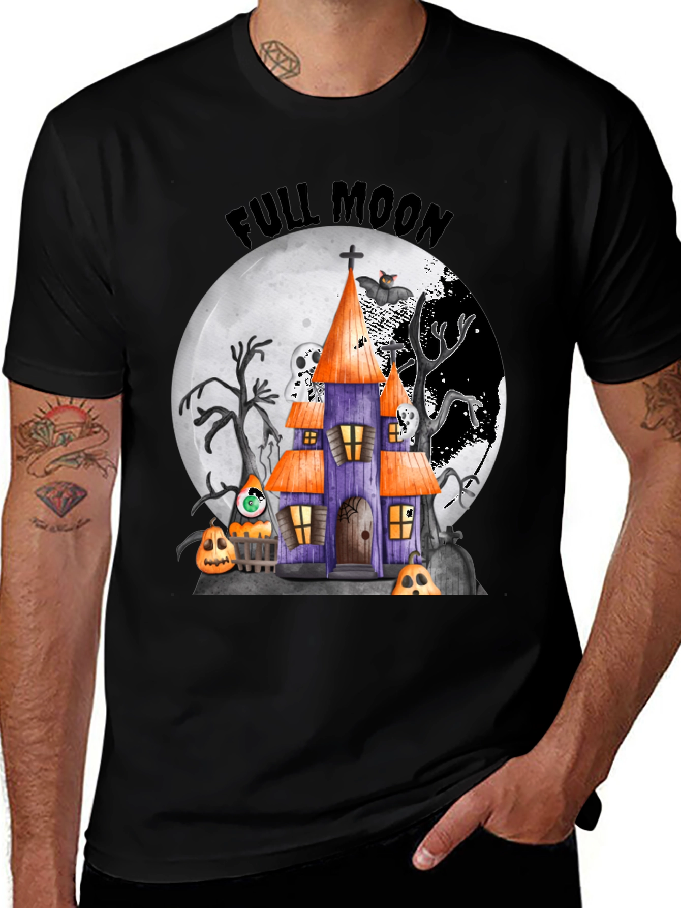 Halloween Full Moon Spooky House T-Shirt