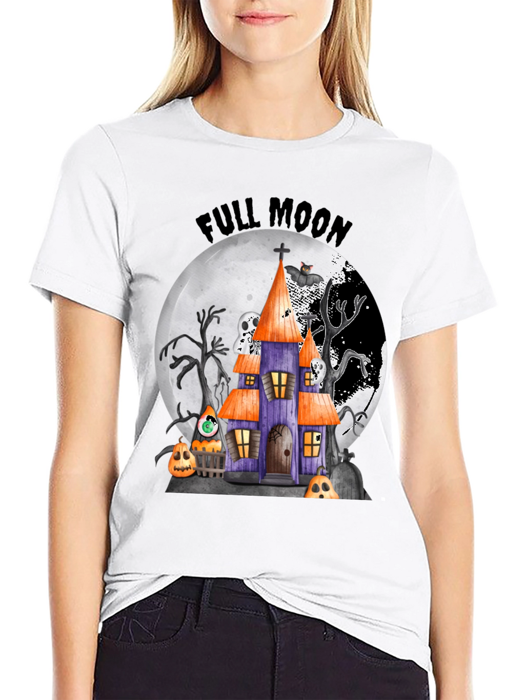 Halloween Full Moon Spooky House T-Shirt