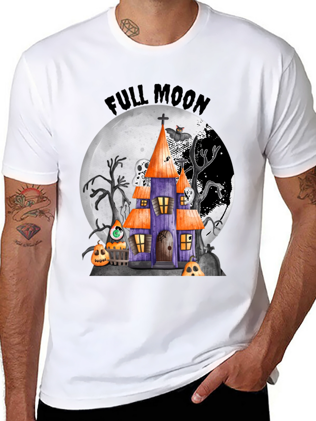 Halloween Full Moon Spooky House T-Shirt