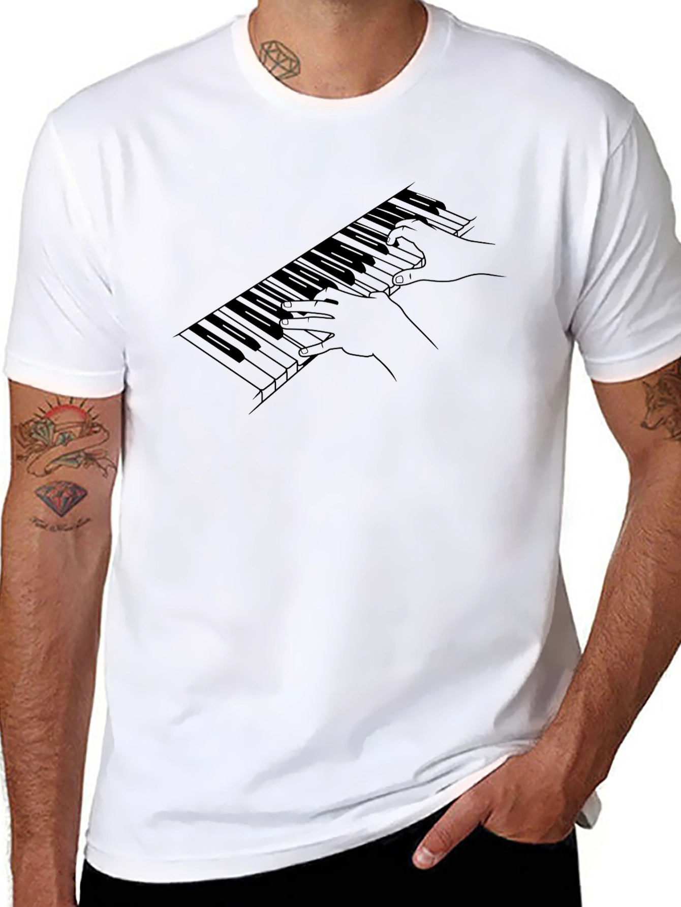 Piano Keys Graphic T-Shirt - Black