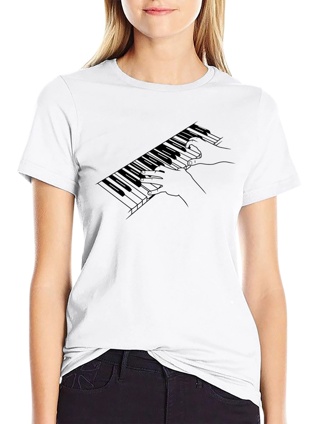 Piano Keys Graphic T-Shirt - Black