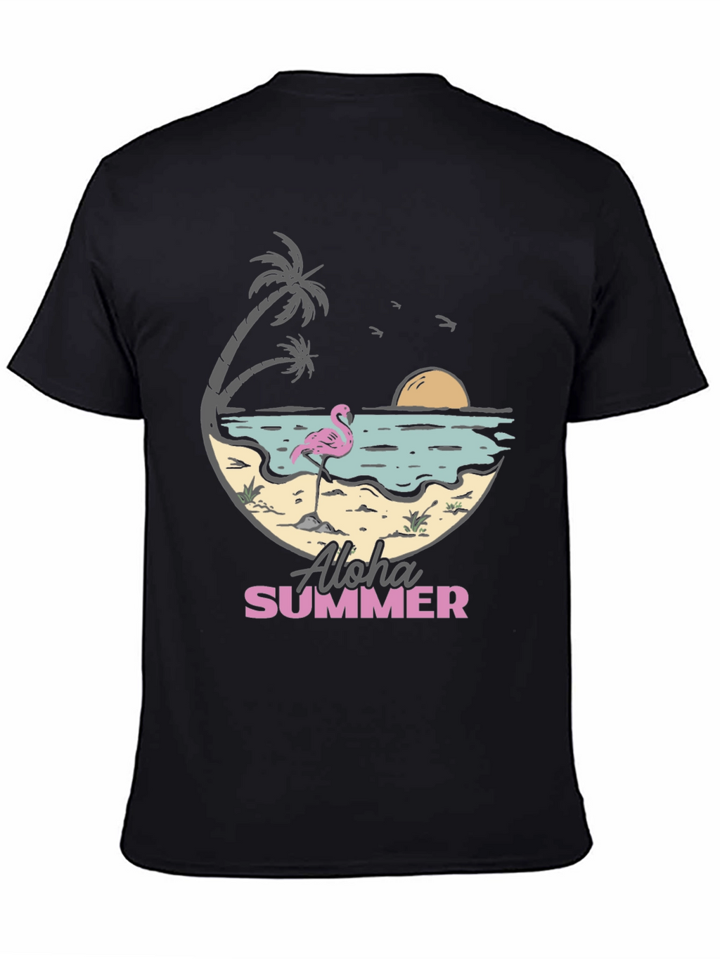 Aloha Summer Beach Flamingo Graphic T-Shirt