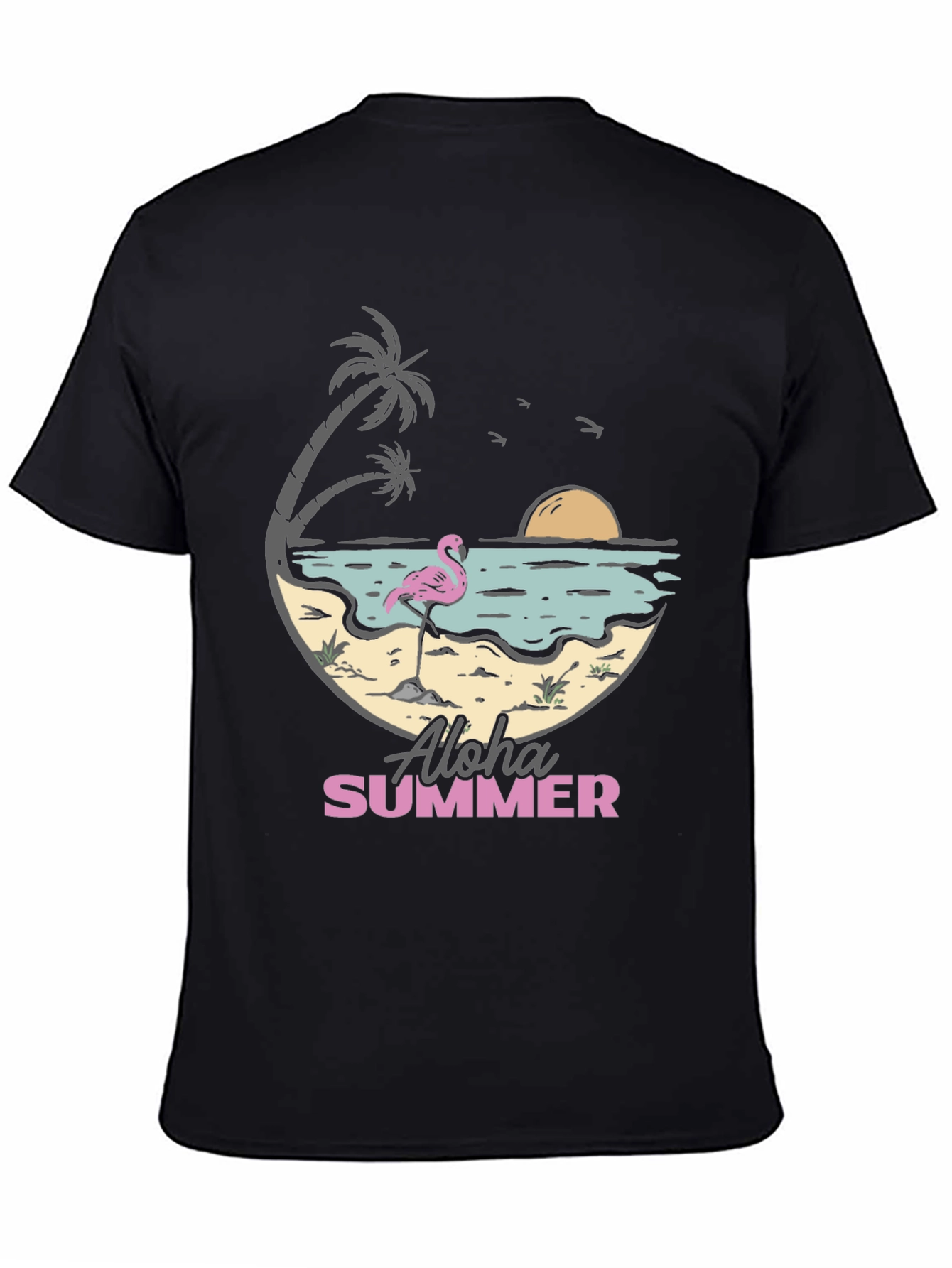 Aloha Summer Beach Flamingo Graphic T-Shirt