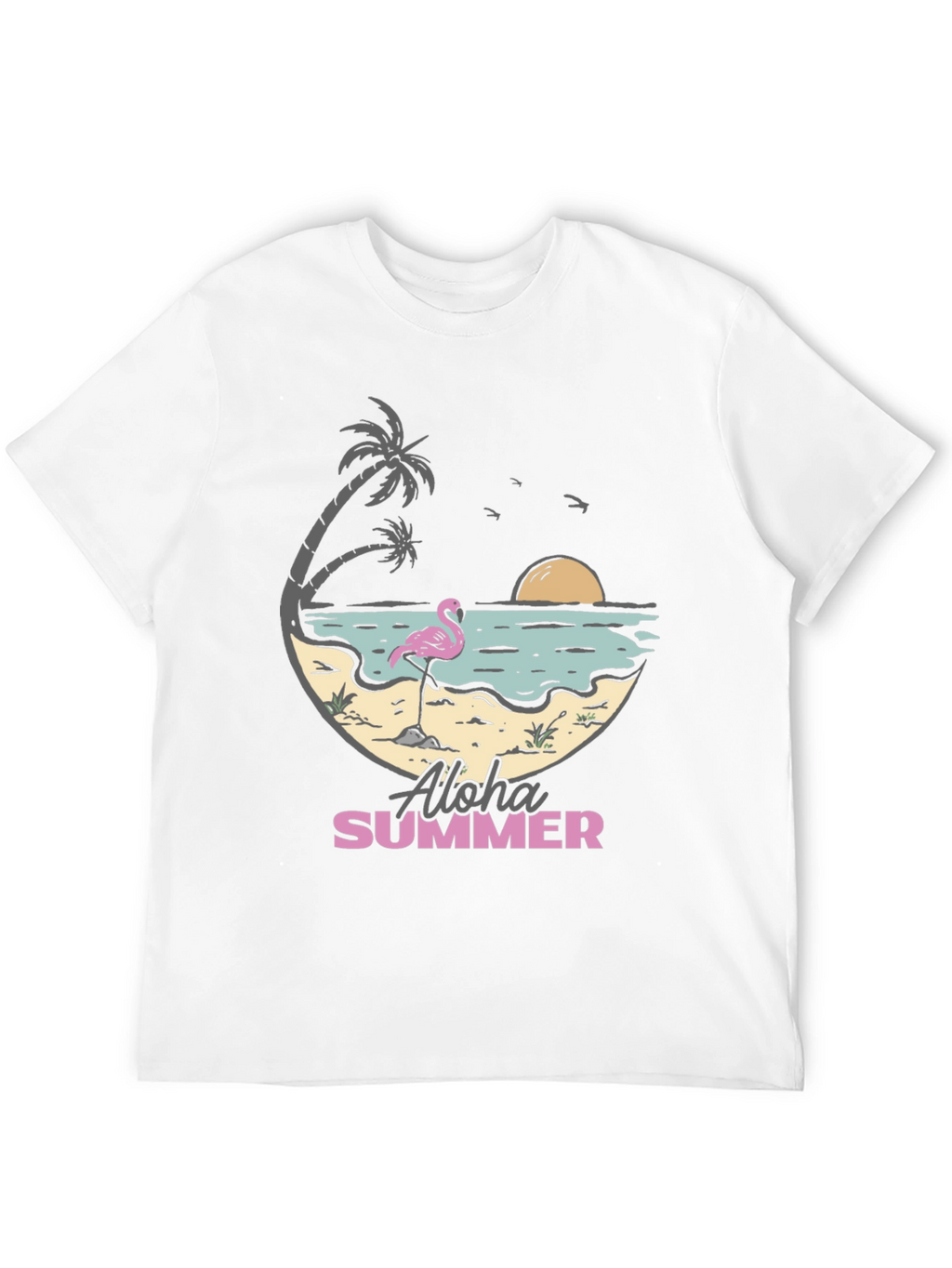 Aloha Summer Beach Flamingo Graphic T-Shirt