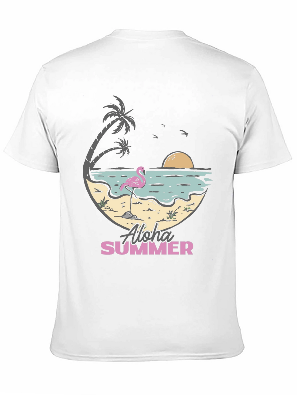 Aloha Summer Beach Flamingo Graphic T-Shirt