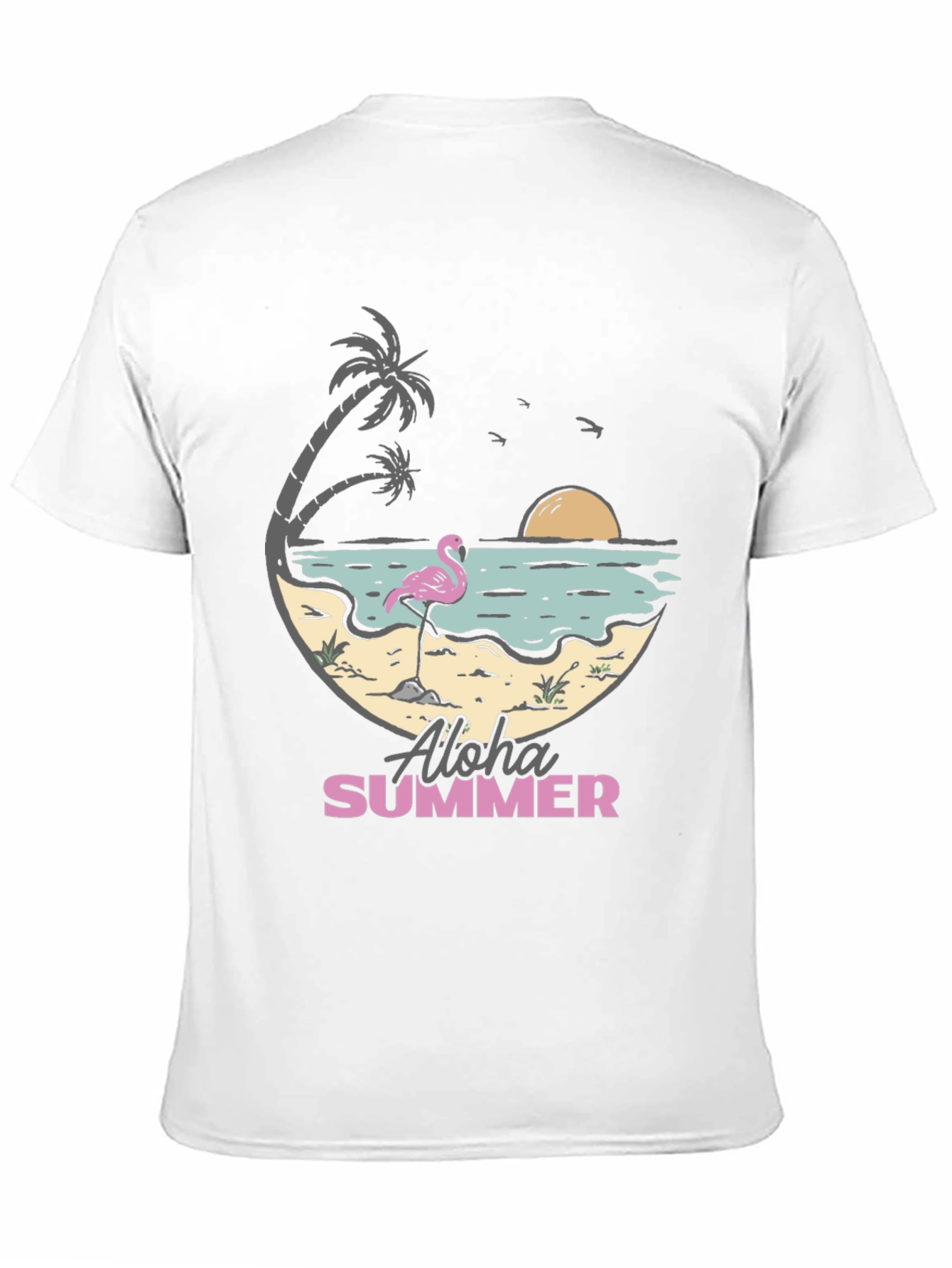 Aloha Summer Beach Flamingo Graphic T-Shirt