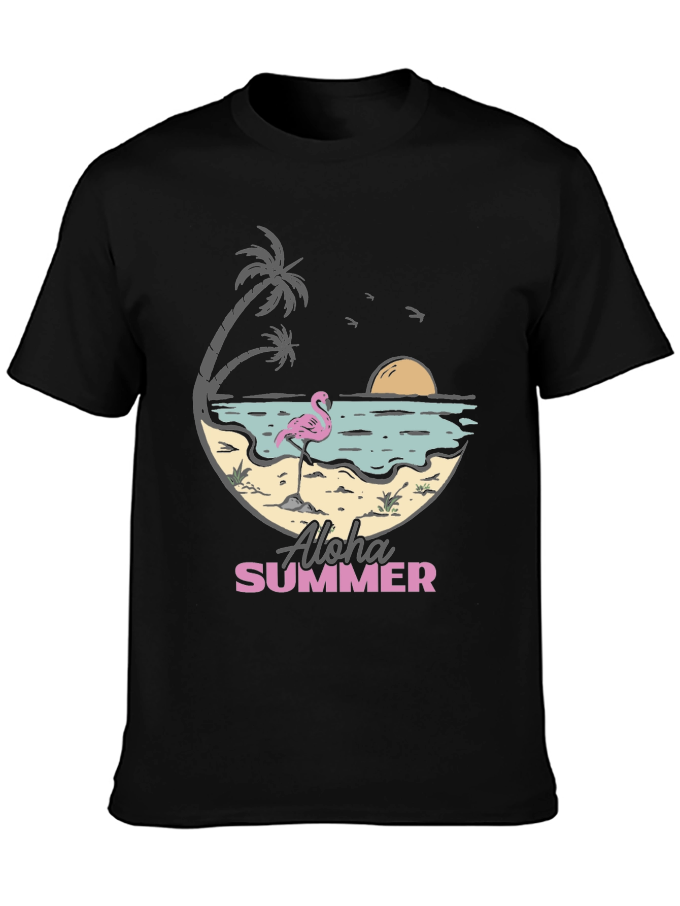 Aloha Summer Beach Flamingo Graphic T-Shirt