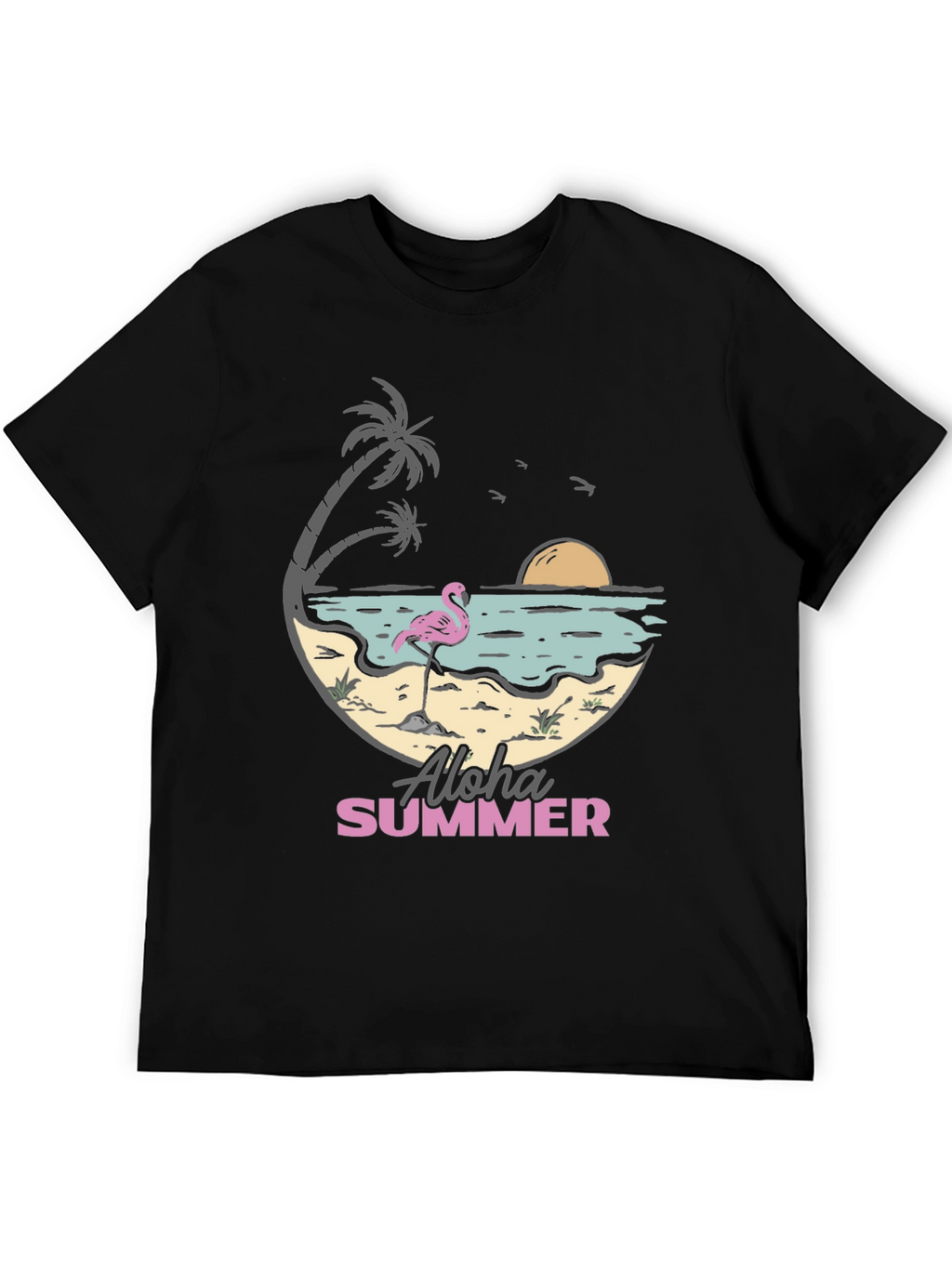 Aloha Summer Beach Flamingo Graphic T-Shirt