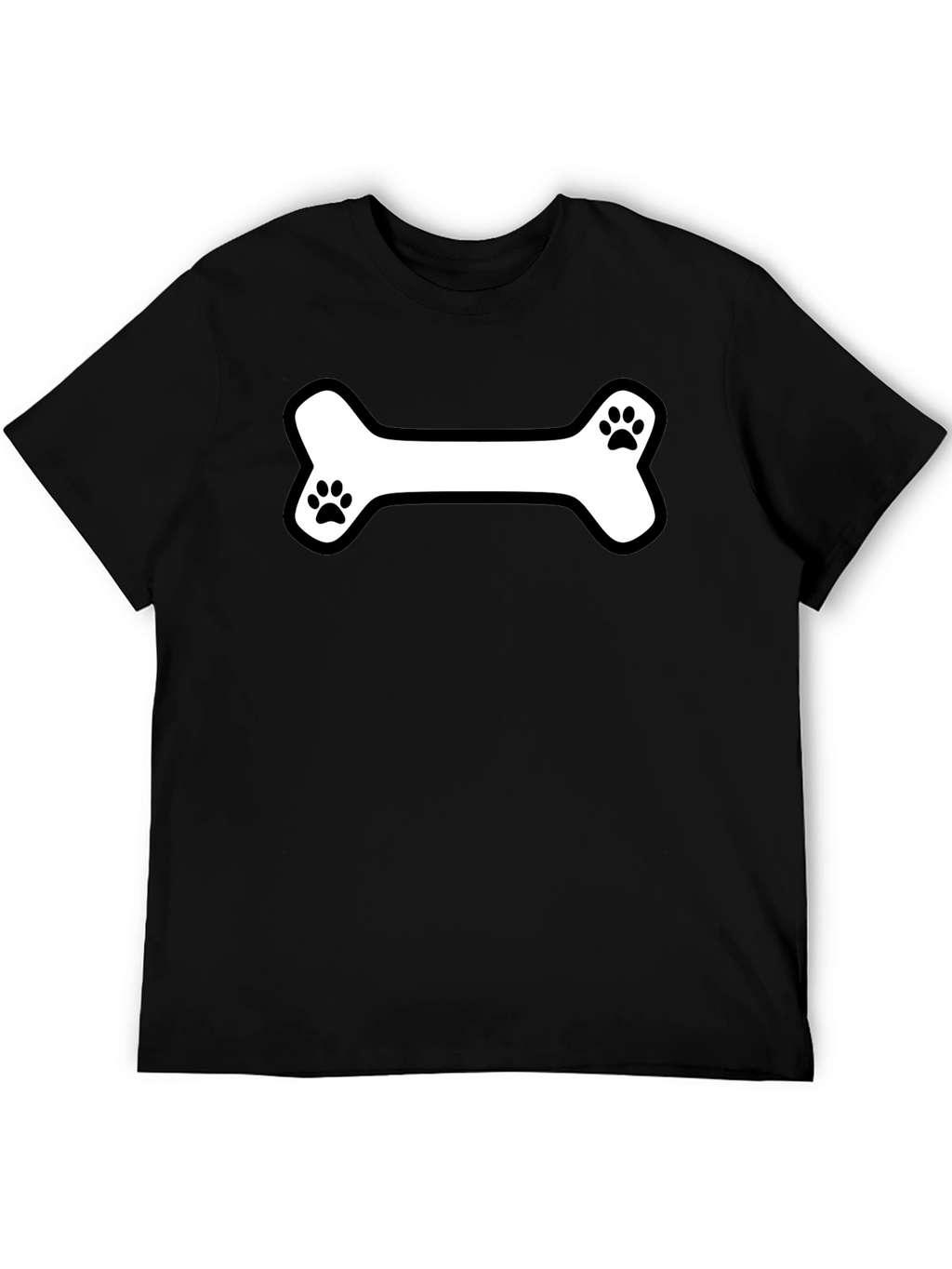 Dog Bone Paw Print T-Shirt - Black Cotton Tee