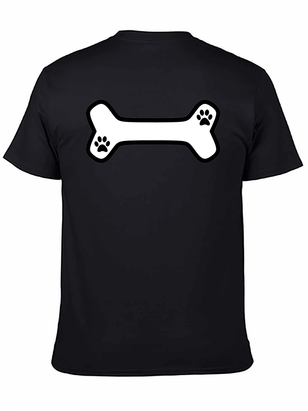 Dog Bone Paw Print T-Shirt - Black Cotton Tee