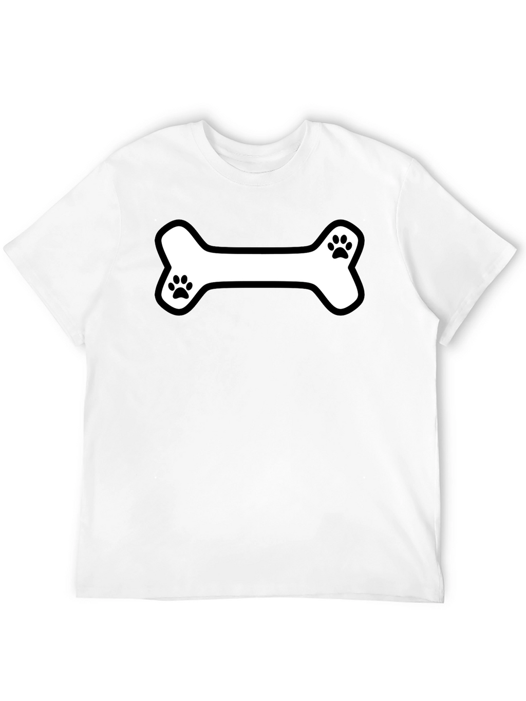 Dog Bone Paw Print T-Shirt - Black Cotton Tee