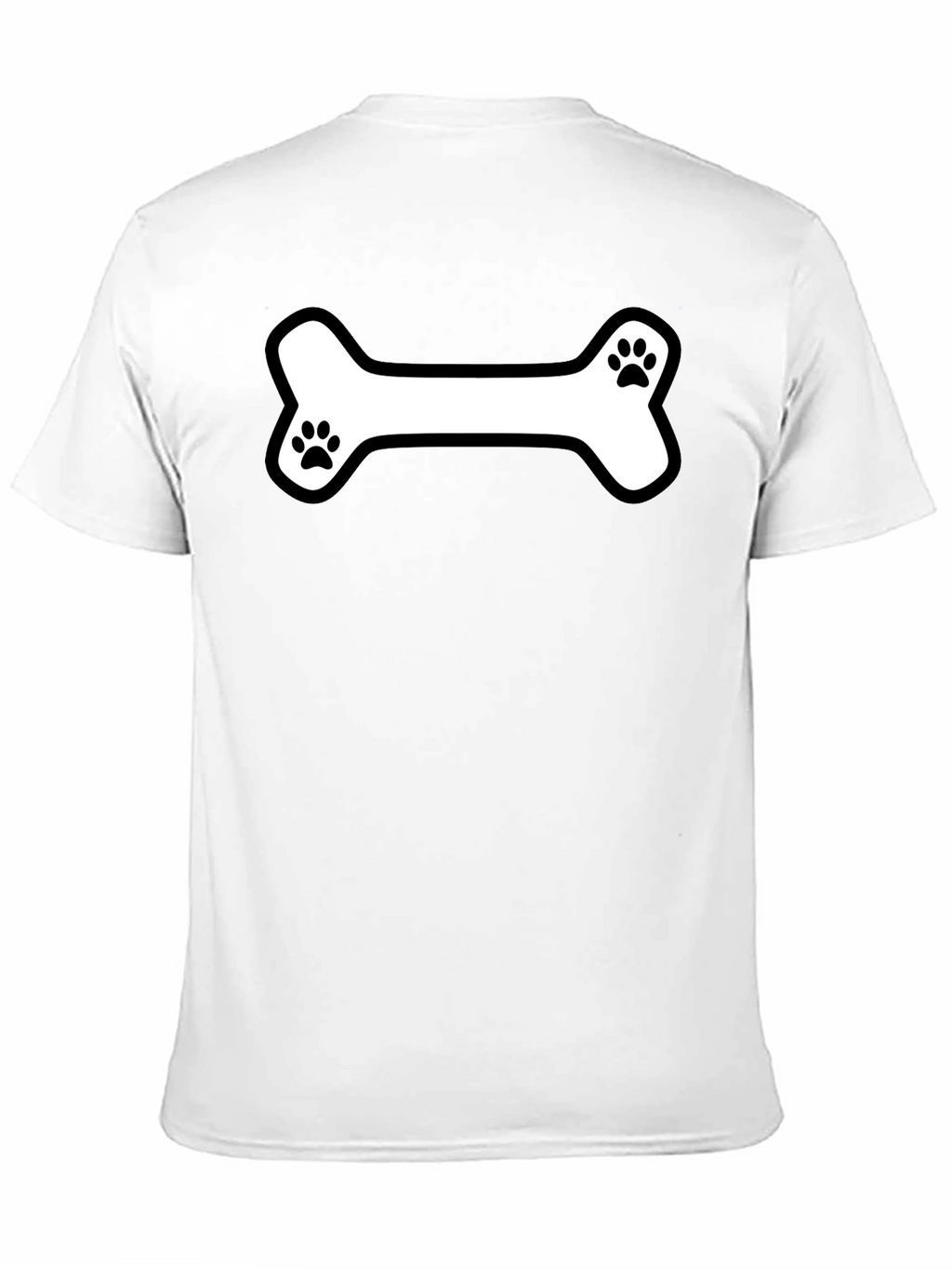 Dog Bone Paw Print T-Shirt - Black Cotton Tee