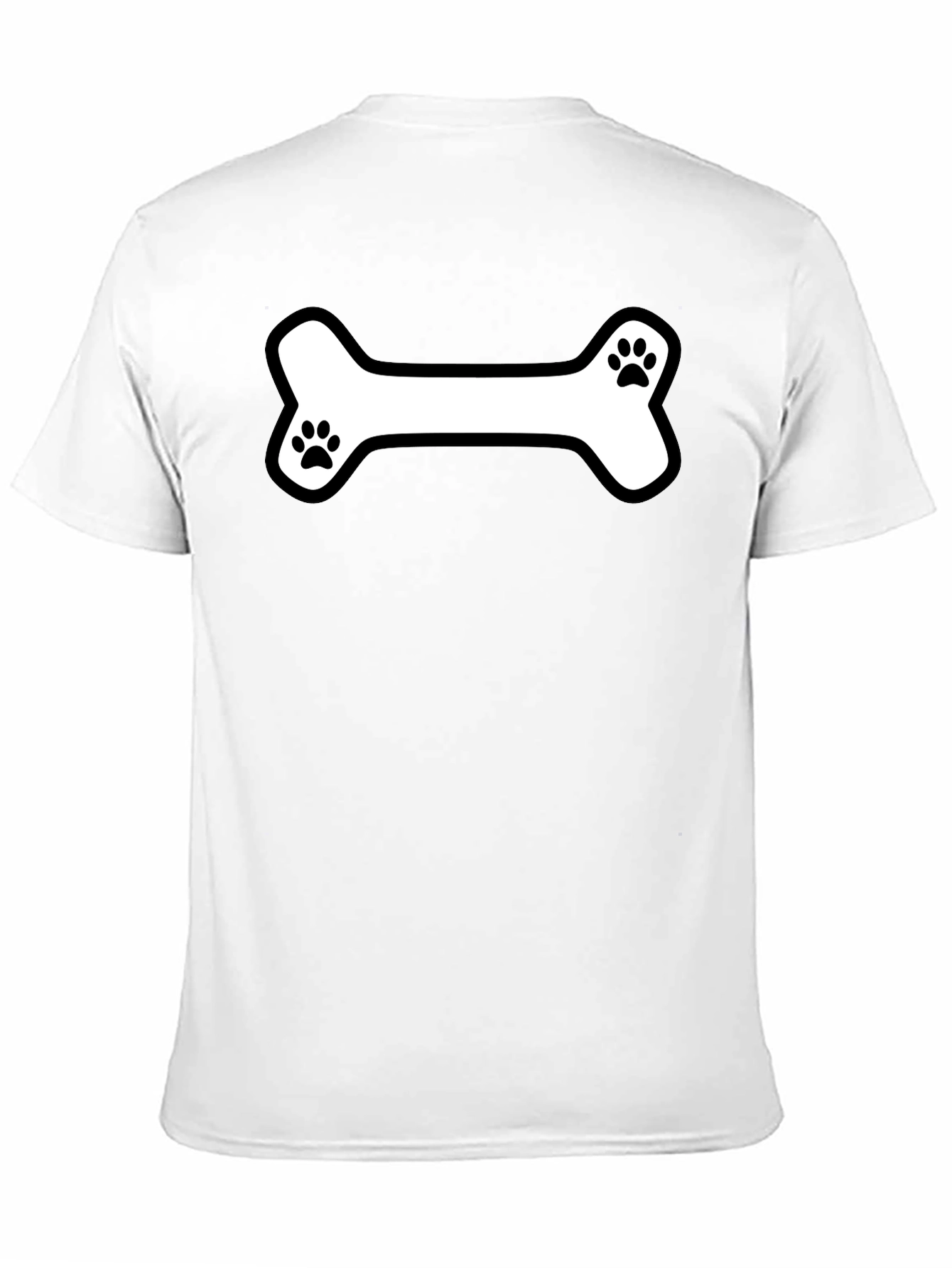 Dog Bone Paw Print T-Shirt - Black Cotton Tee