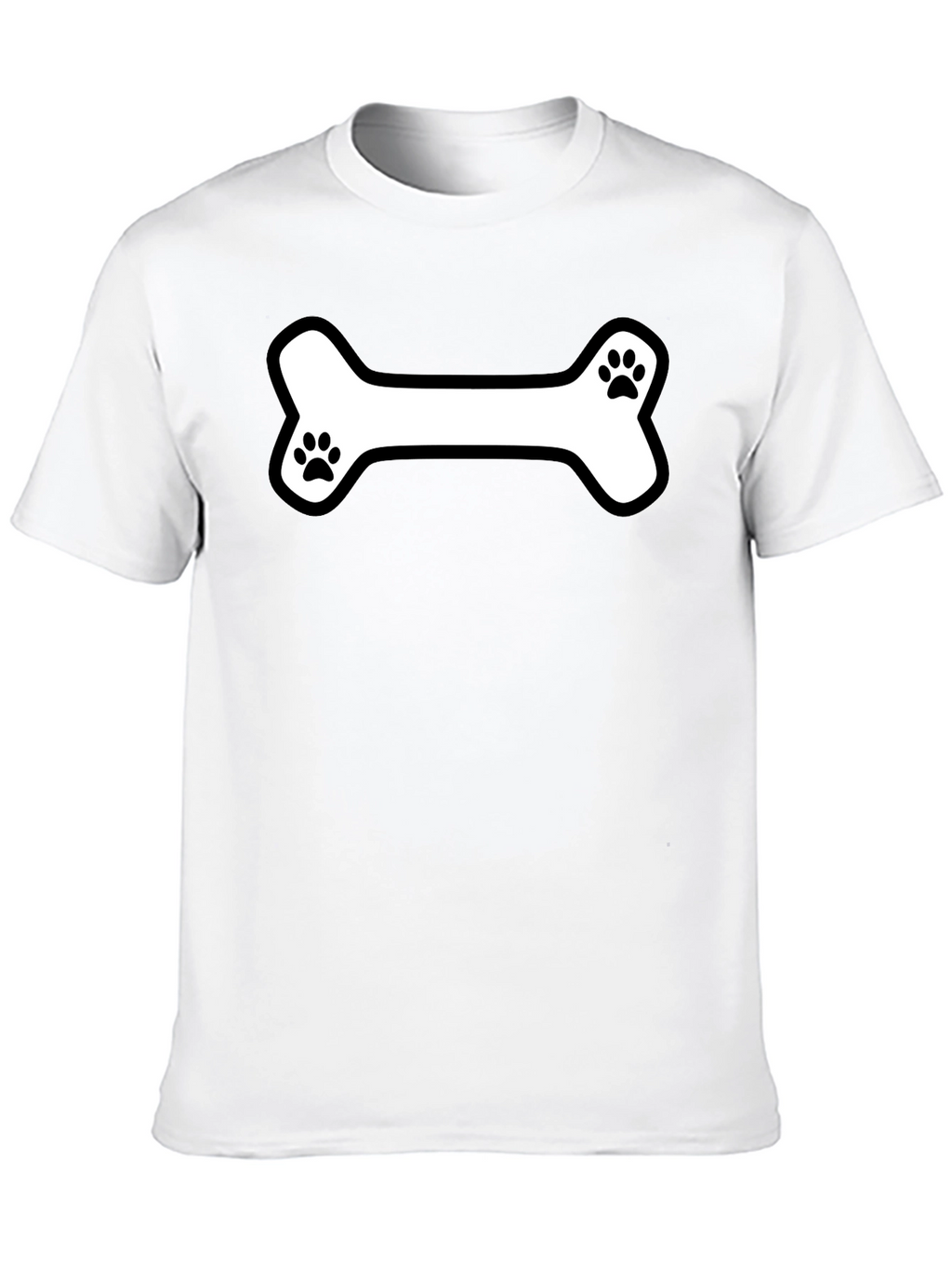 Dog Bone Paw Print T-Shirt - Black Cotton Tee
