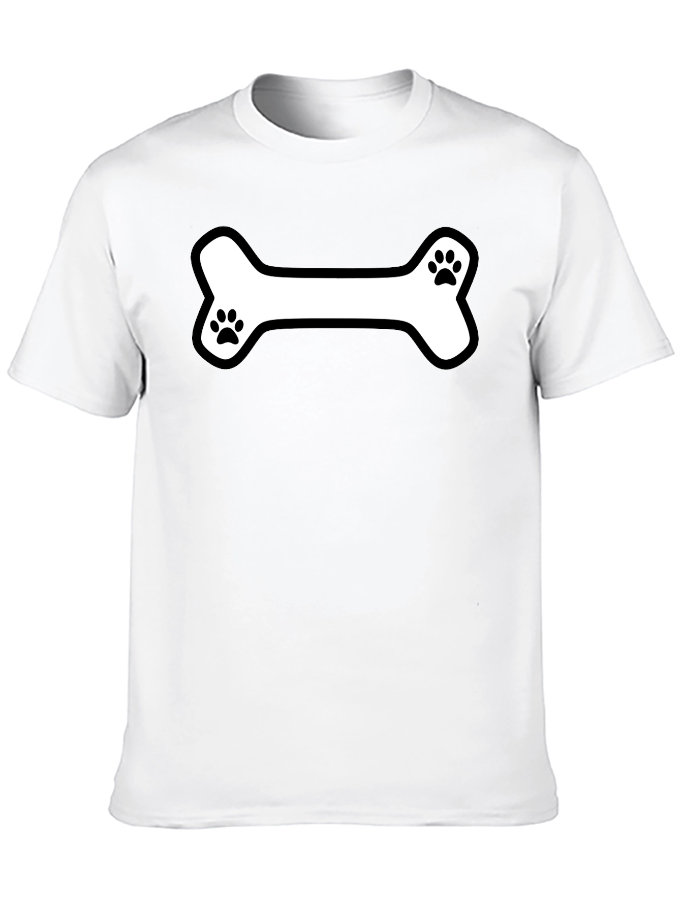 Dog Bone Paw Print T-Shirt - Black Cotton Tee