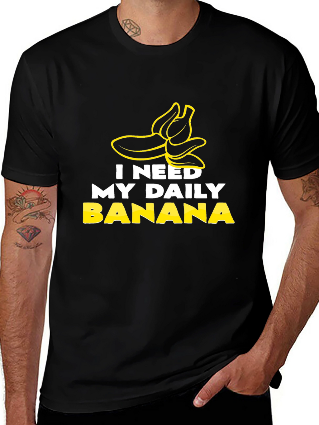 I Need My Daily Banana Black Graphic Tee