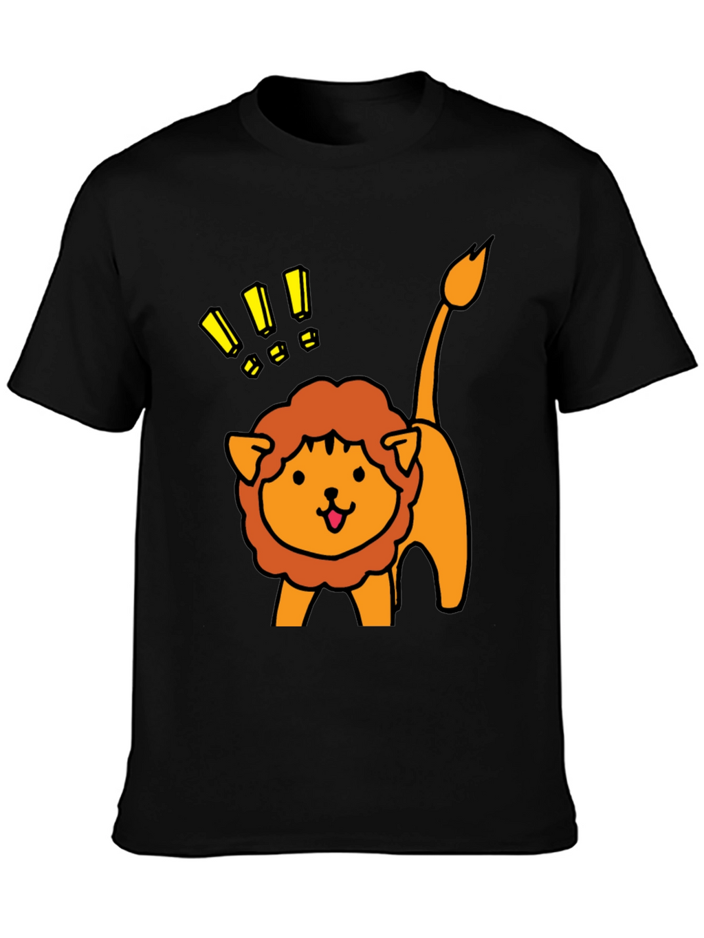 Cute Lion Graphic Tee - Black Cotton T-Shirt