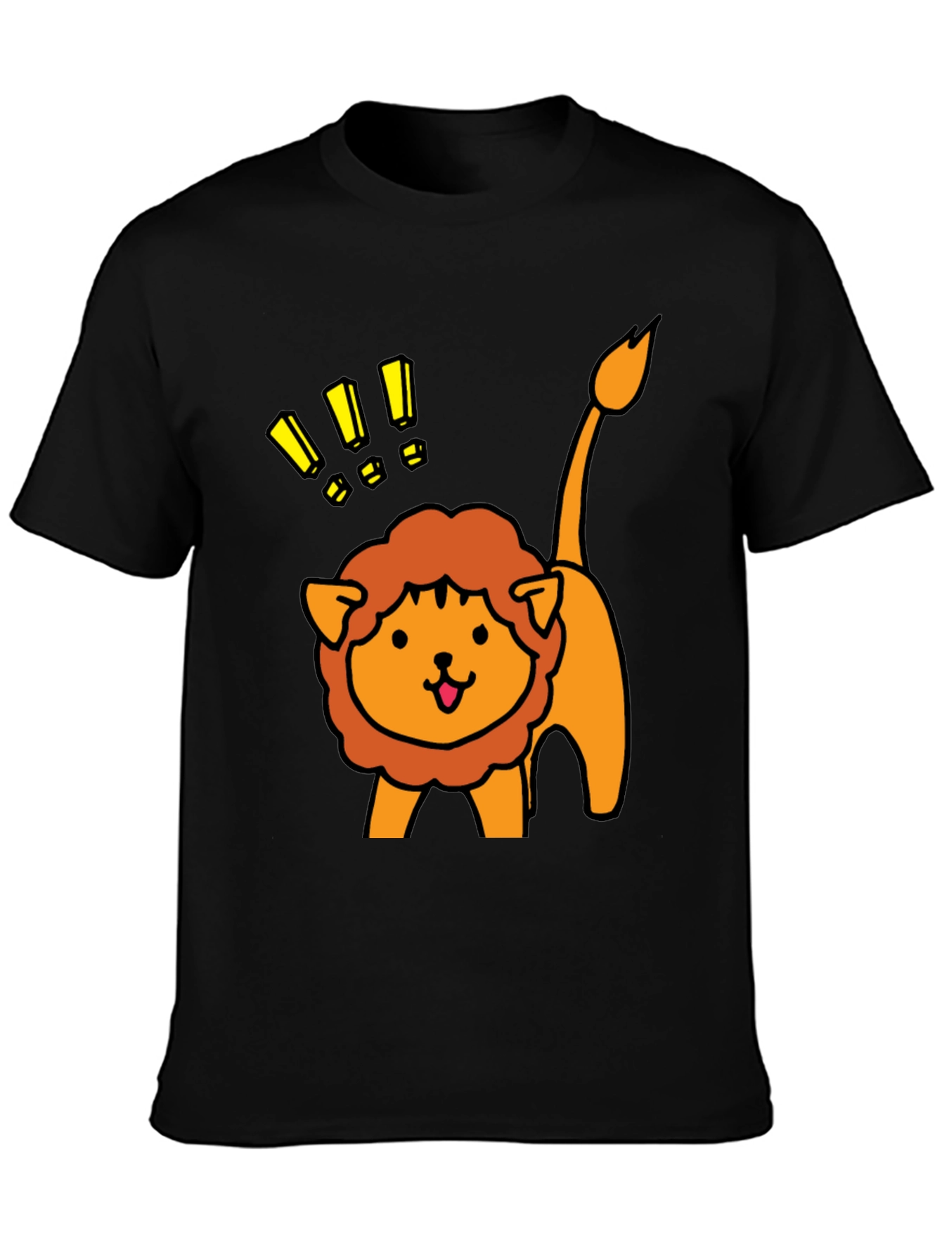 Cute Lion Graphic Tee - Black Cotton T-Shirt