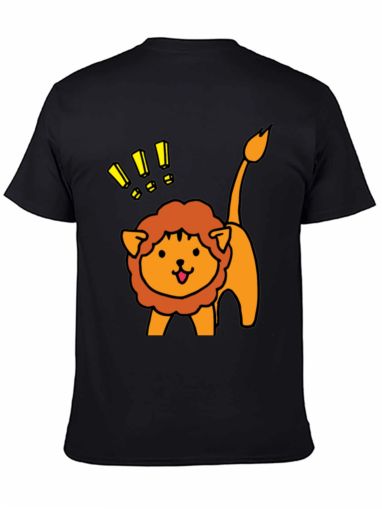 Cute Lion Graphic Tee - Black Cotton T-Shirt
