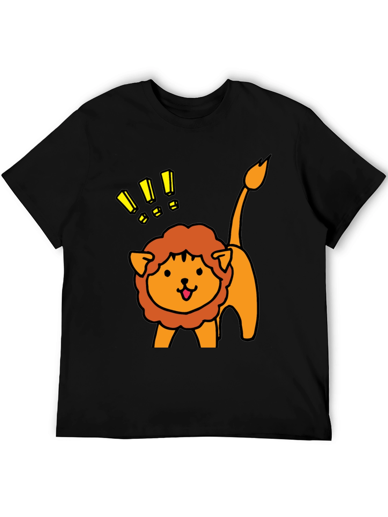 Cute Lion Graphic Tee - Black Cotton T-Shirt