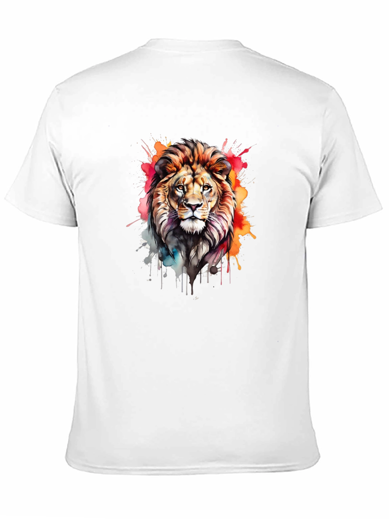 Lion Watercolor Graphic Tee - Cool Artistic Design