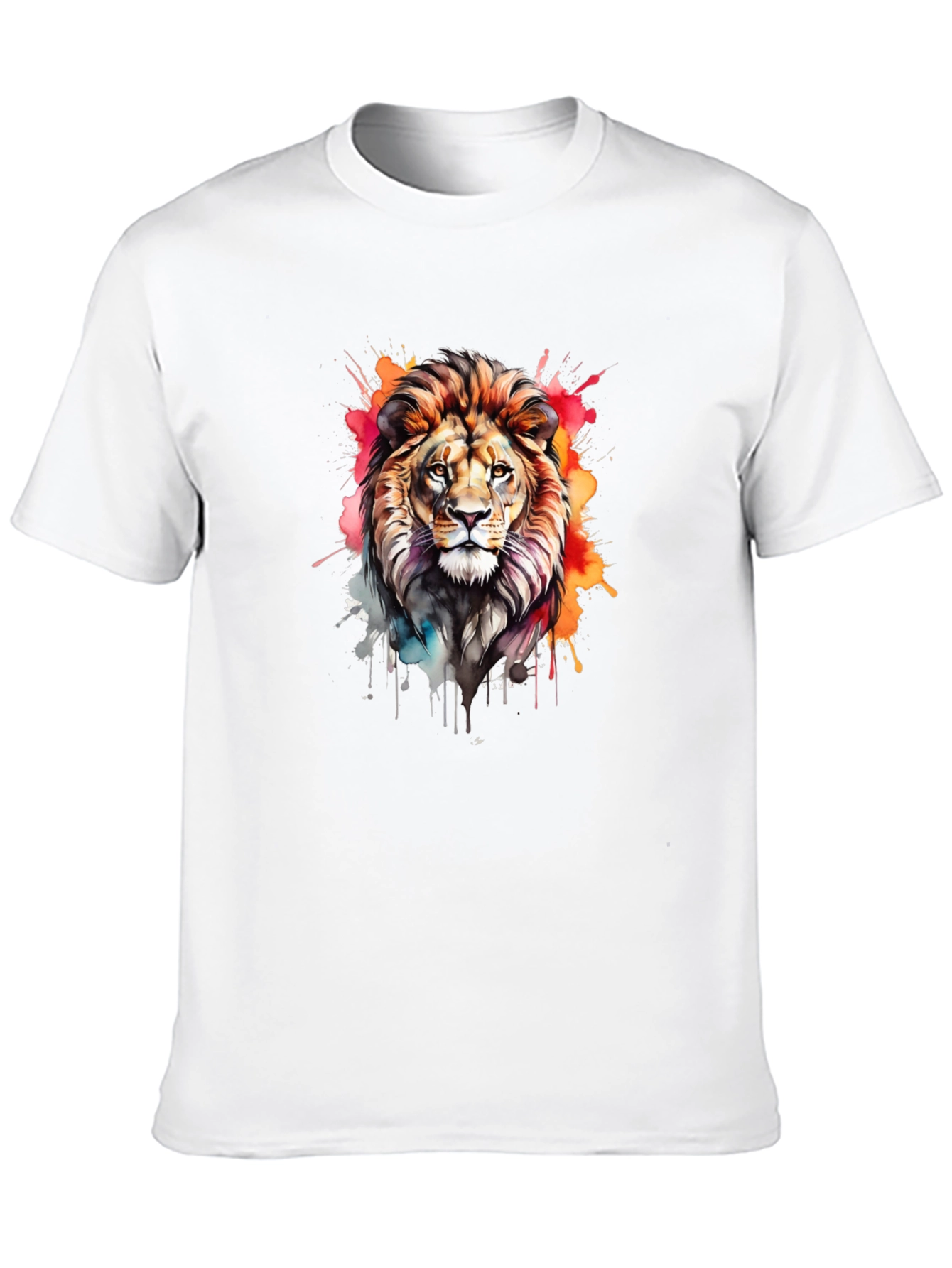 Lion Watercolor Graphic Tee - Cool Artistic Design