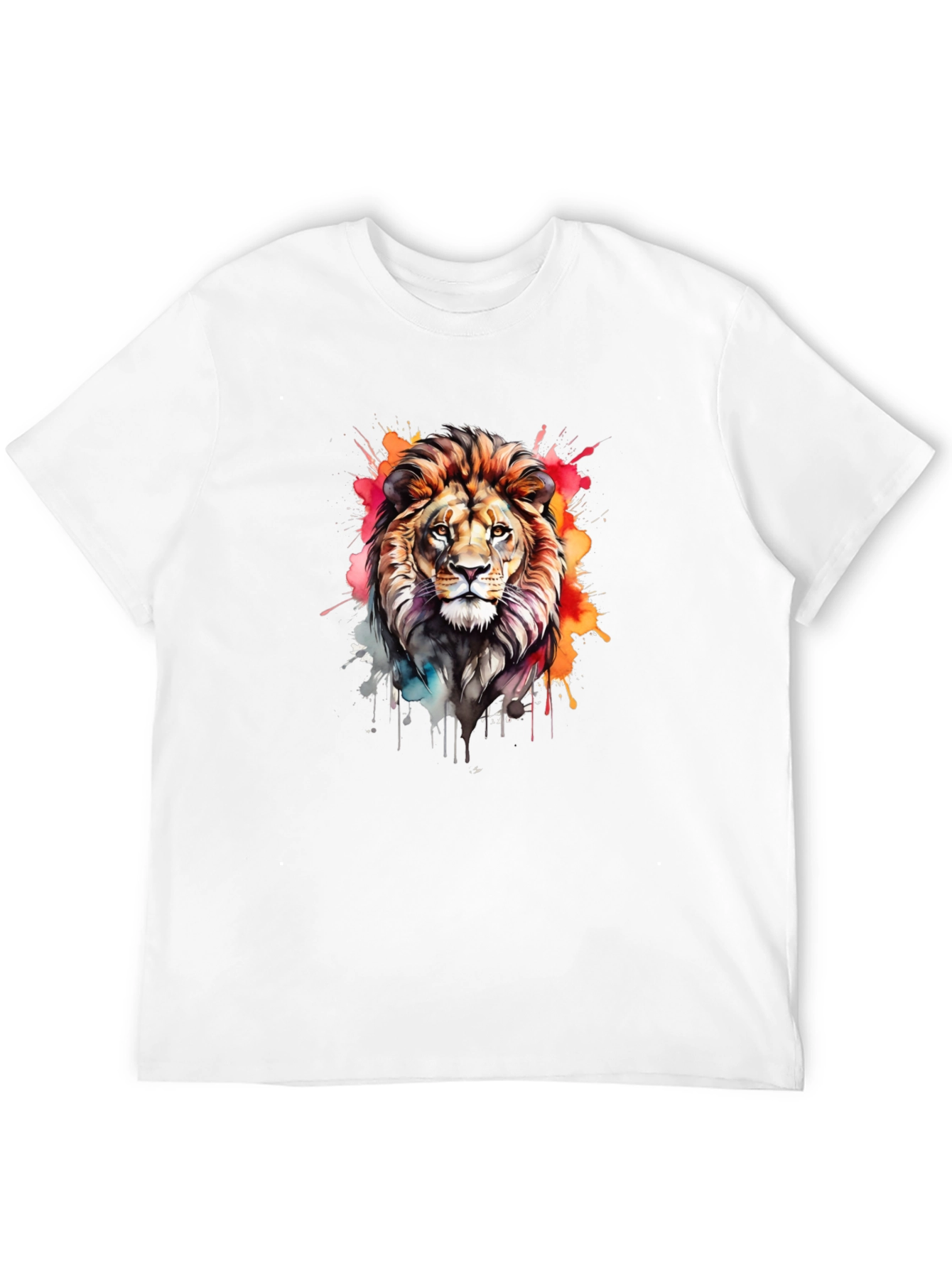 Lion Watercolor Graphic Tee - Cool Artistic Design