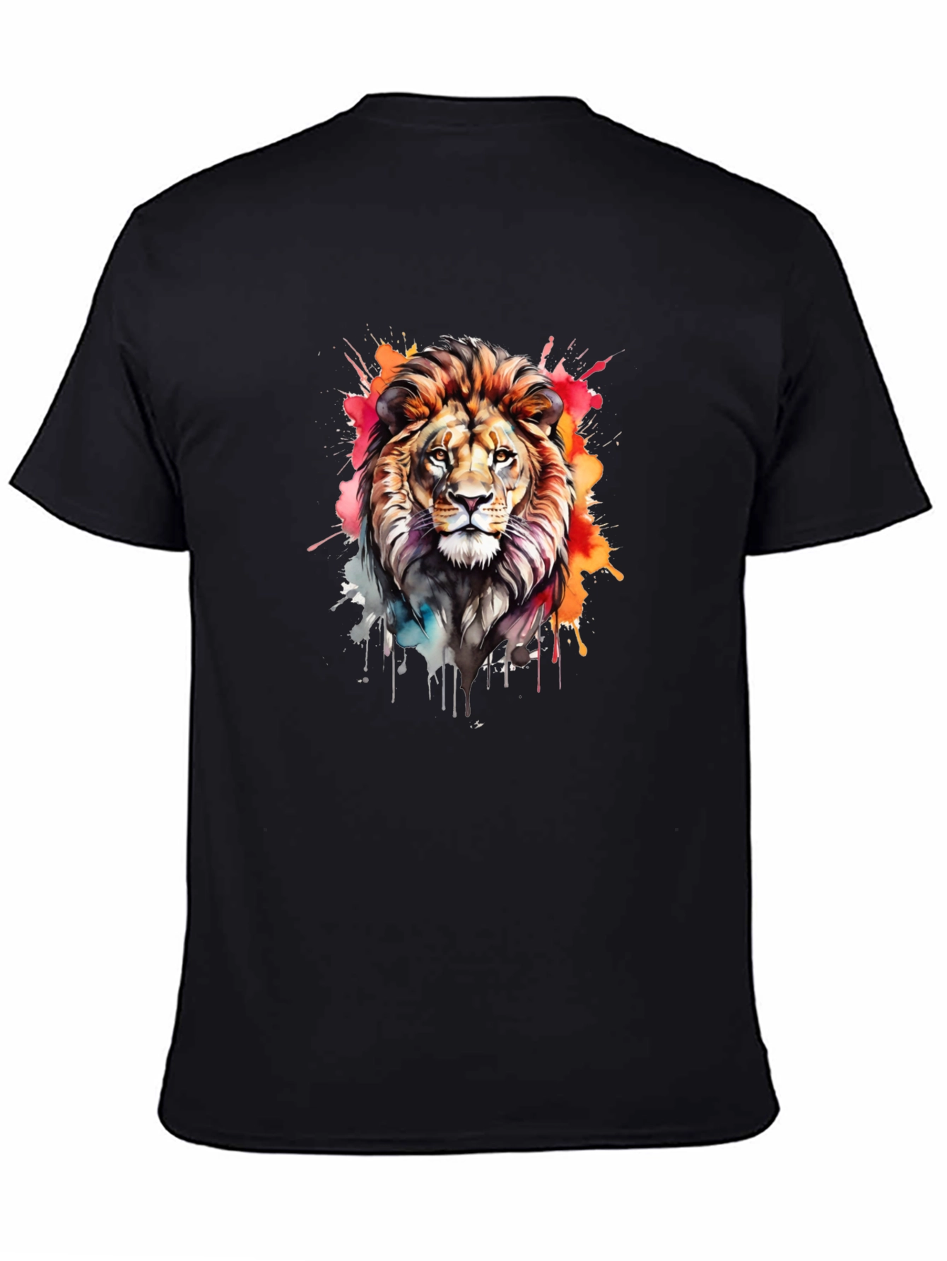 Lion Watercolor Graphic Tee - Cool Artistic Design